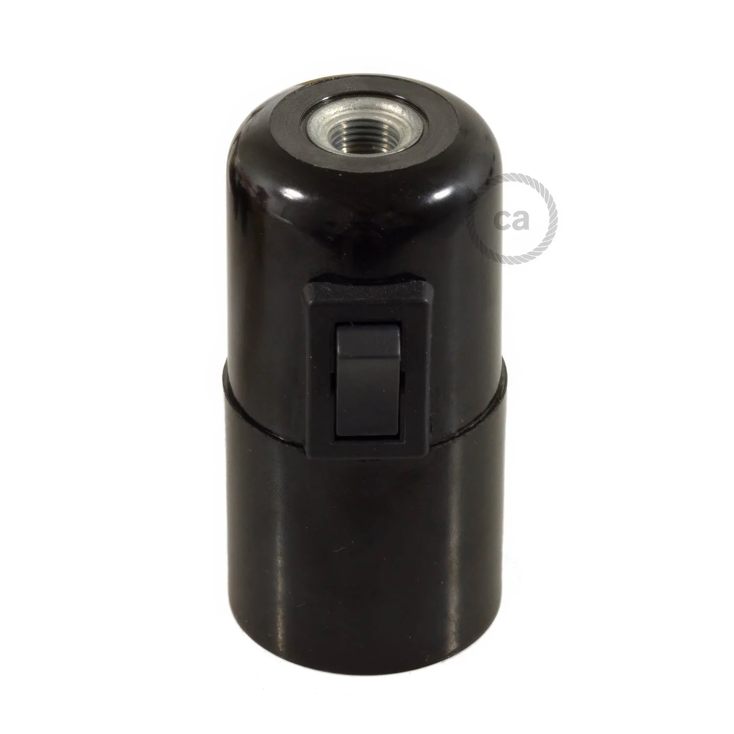 E27 lamp holder kit in bakelite with switch - Black
