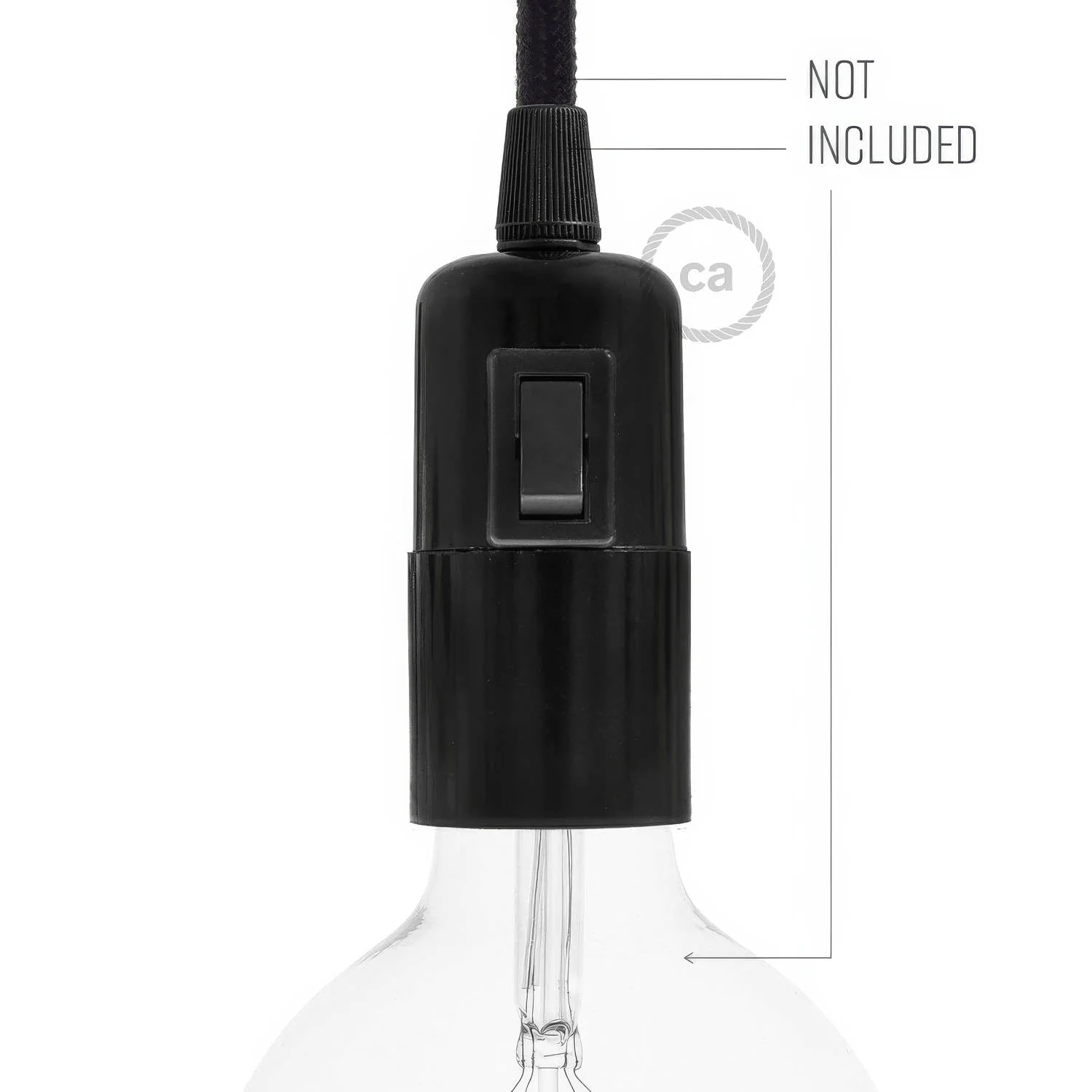 E27 lamp holder kit in bakelite with switch - Black - Image 3