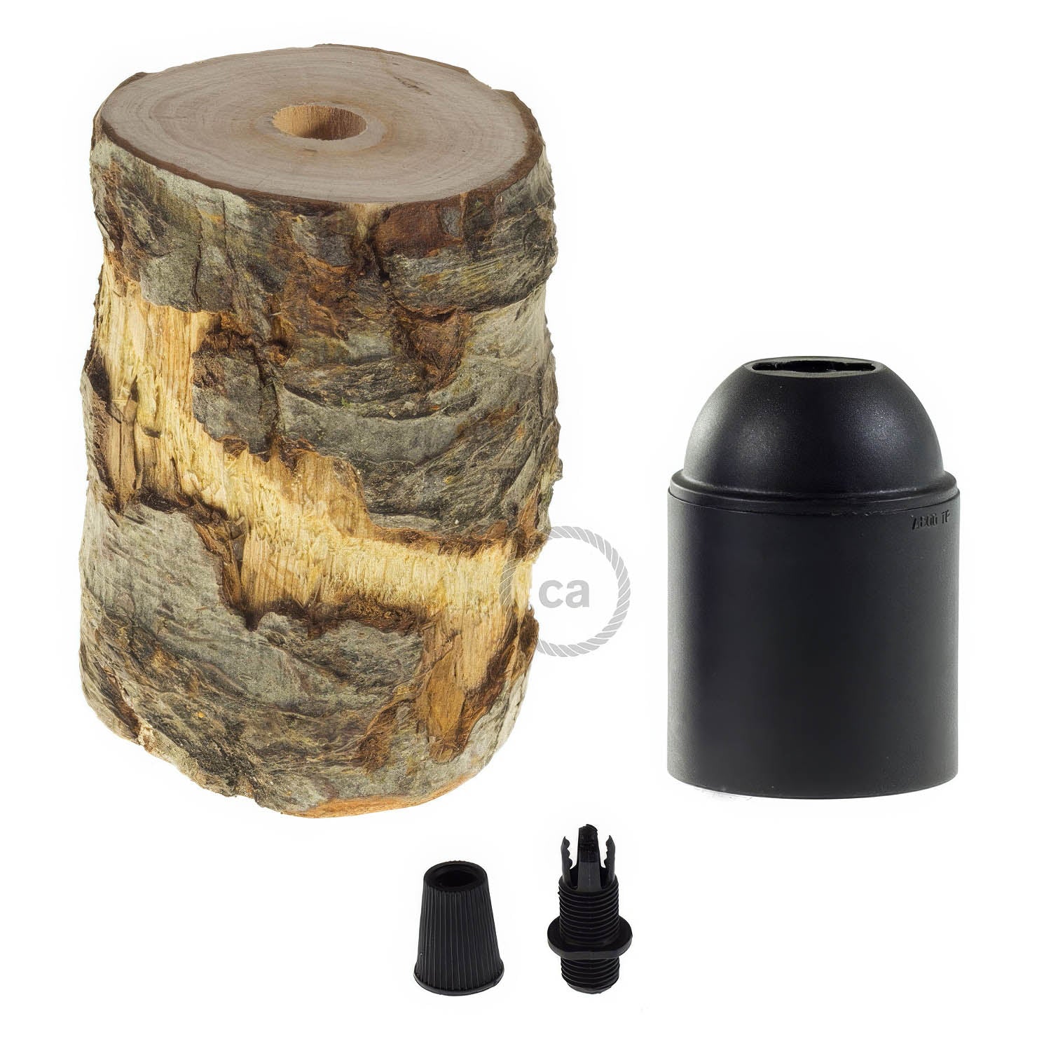 E27 lamp holder kit in bark, Small version - Bark - Image 2