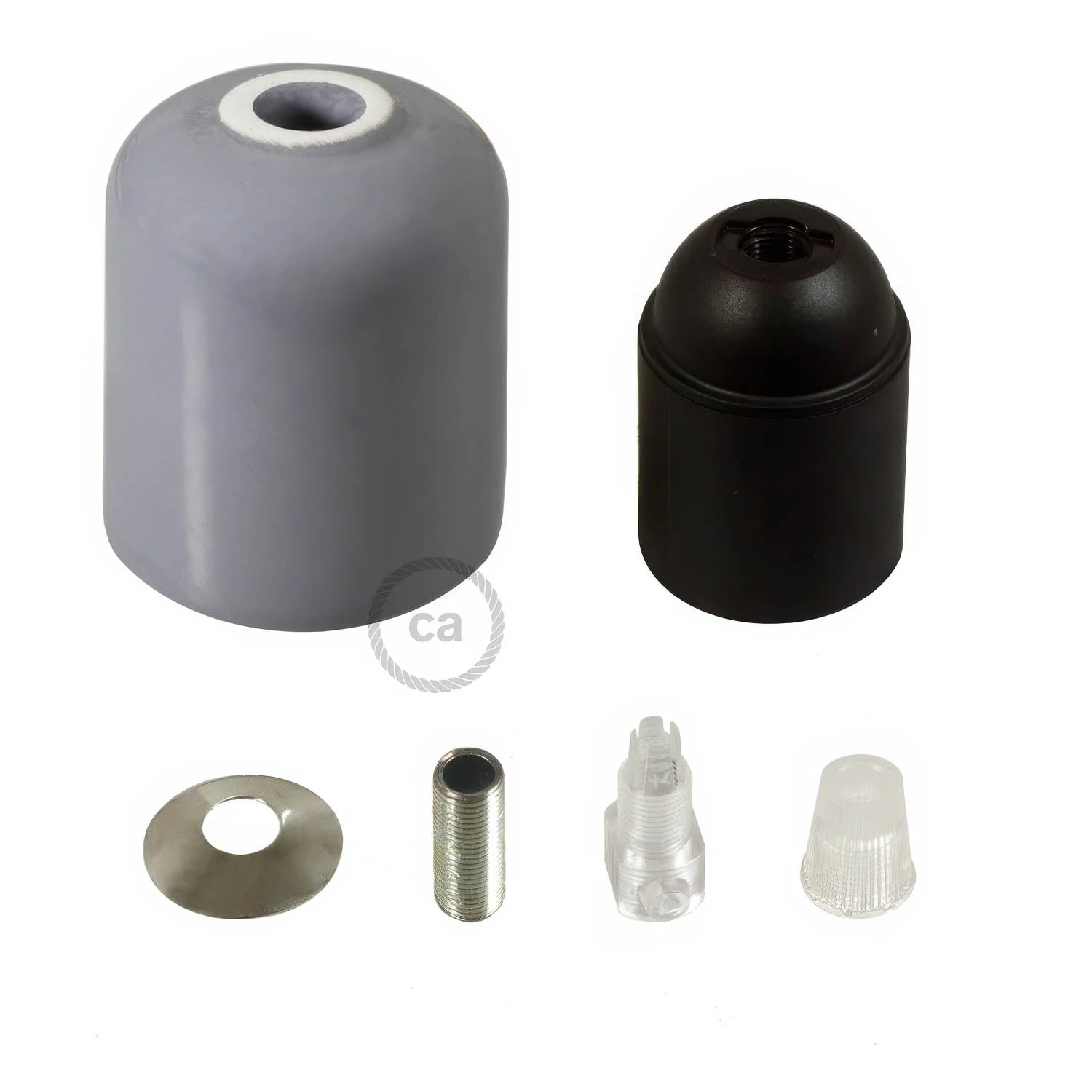 E27 ceramic lamp holder kit - Grey - Image 2