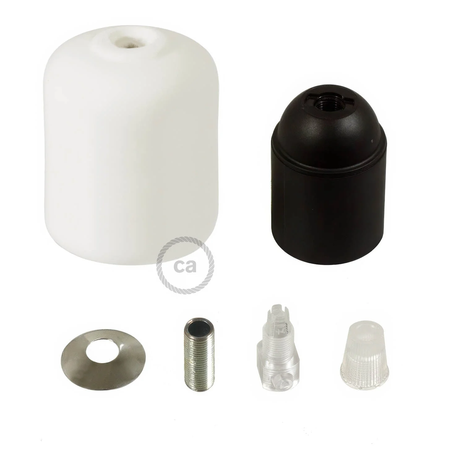 E27 ceramic lamp holder kit - White - Image 2