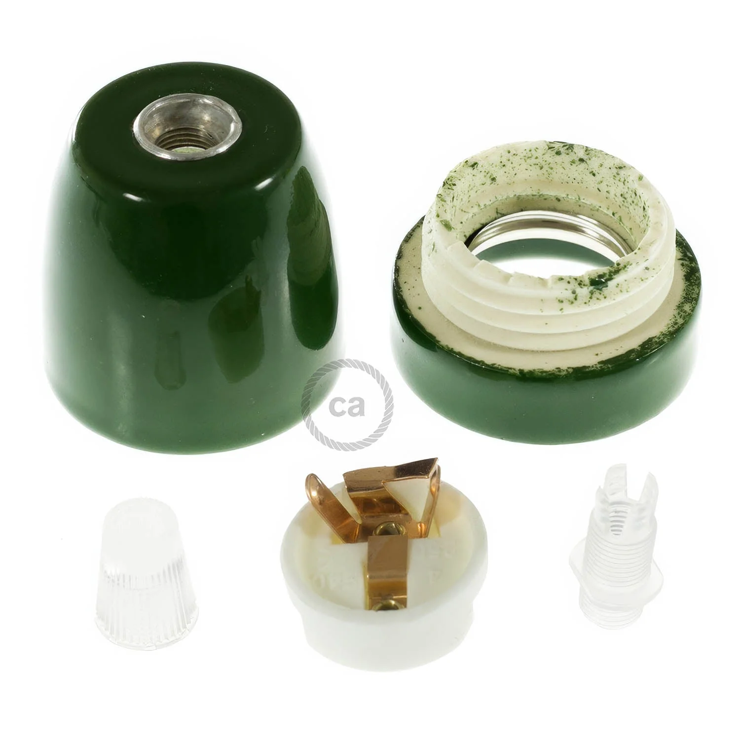 E27 porcelain lamp holder kit - Green - Image 2