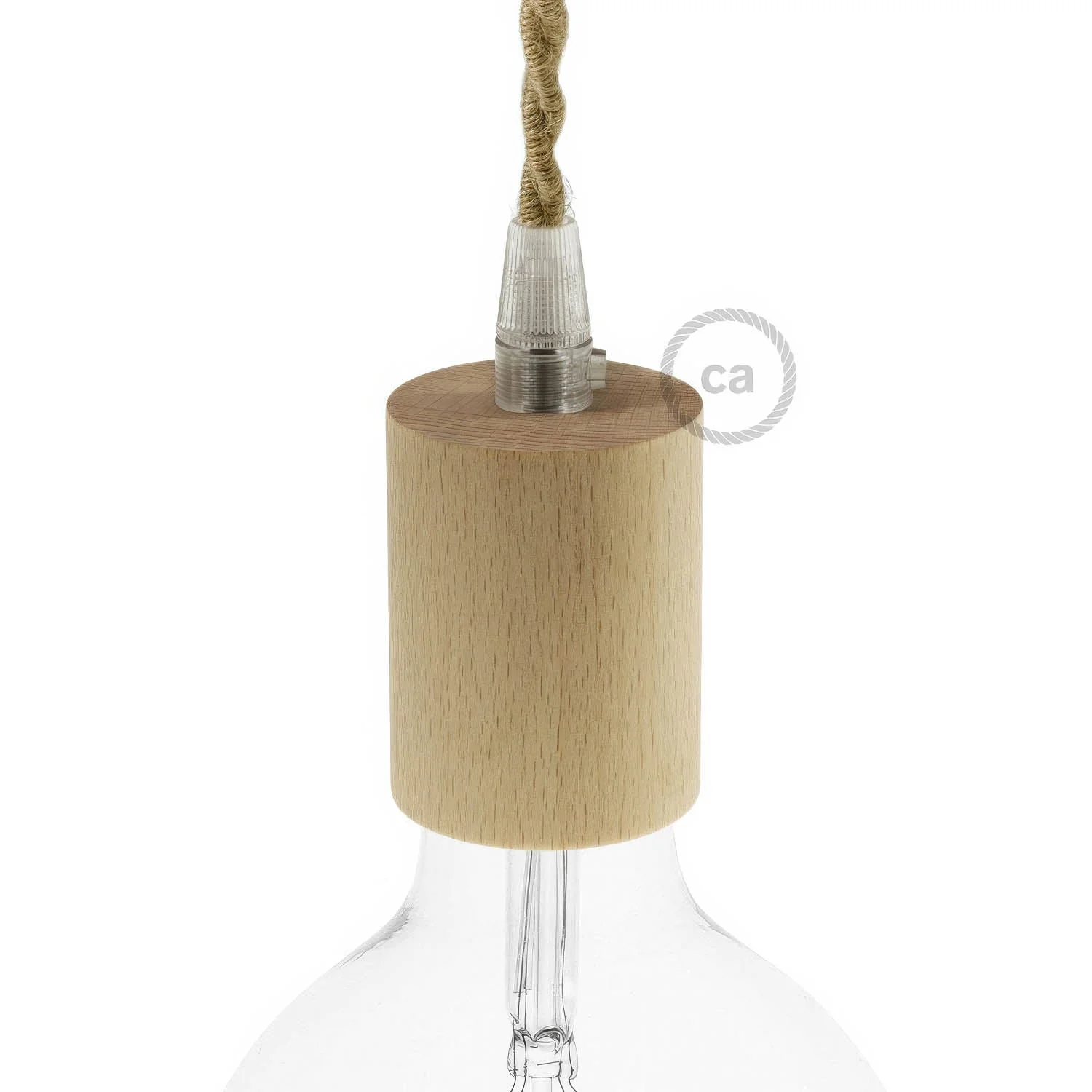 E27 lamp holder kit in wood - Neutral