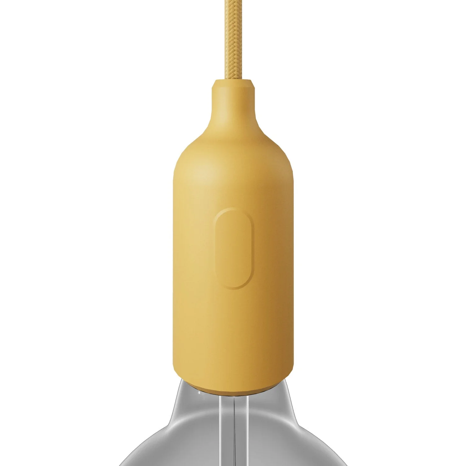E27 silicone lamp holder kit with hidden switch and cable clamp - Mustard