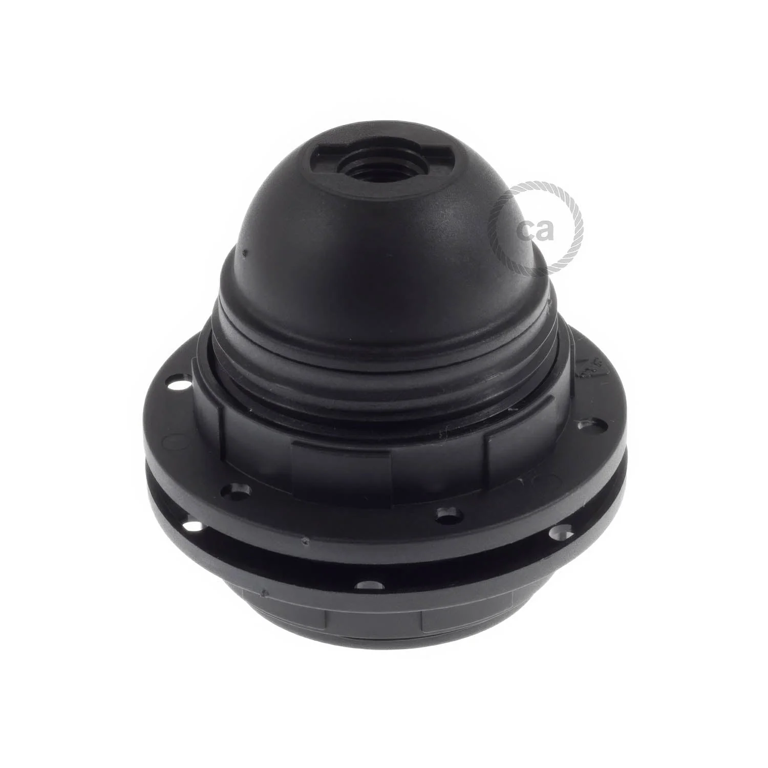 E27 lamp holder kit in thermoplastic with double ring for lampshade - Black