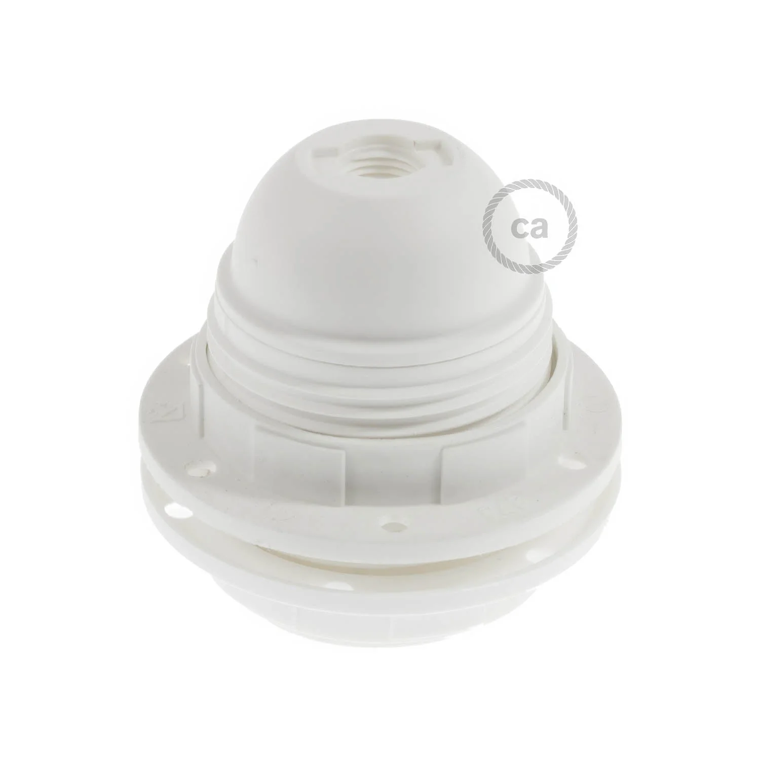 E27 thermoplastic lamp holder kit with double ring for lampshade - White