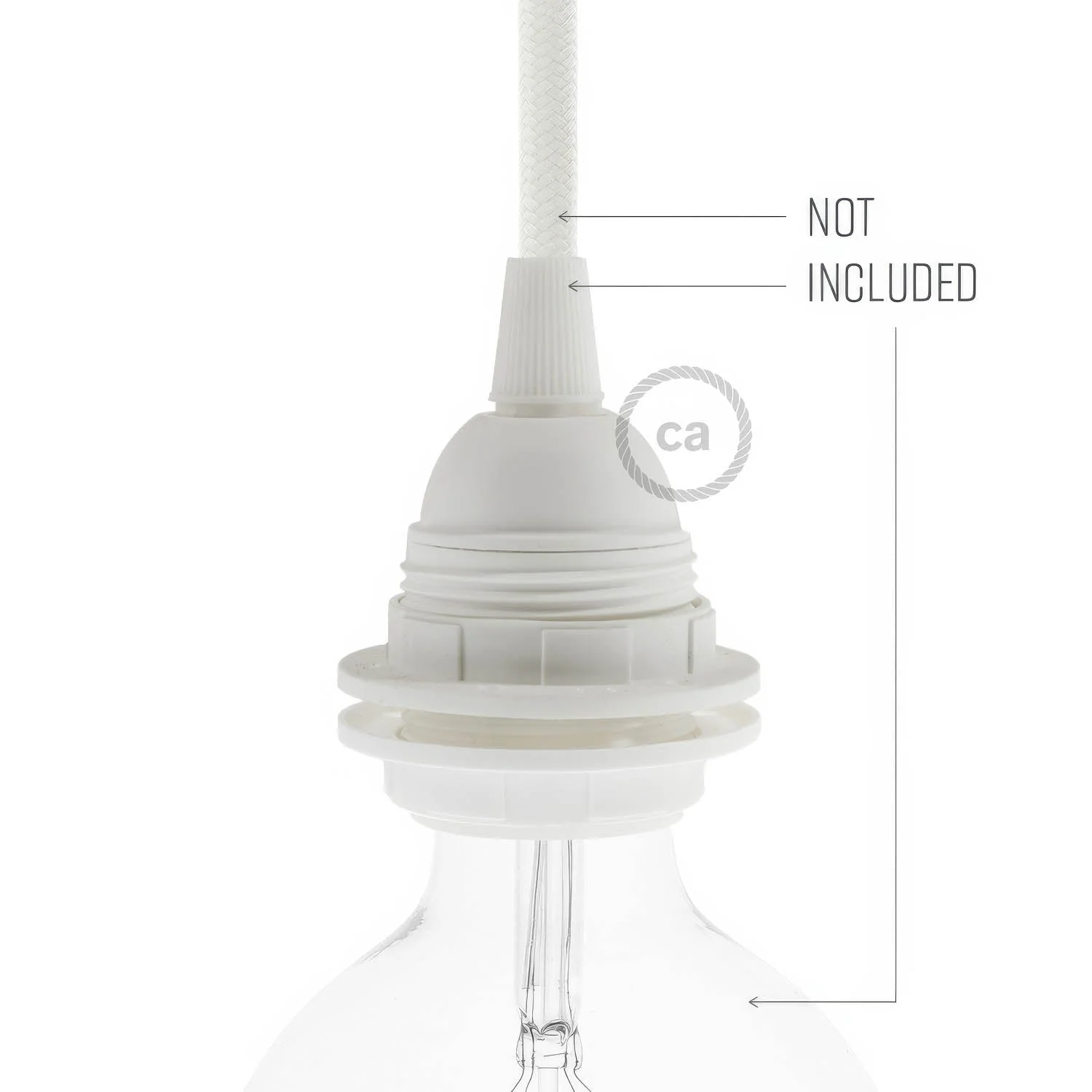 E27 thermoplastic lamp holder kit with double ring for lampshade - White - Image 3