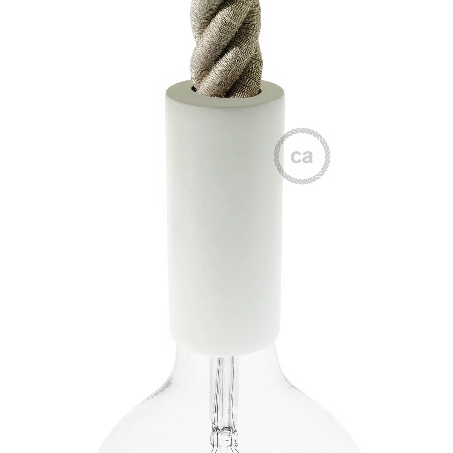 E27 wooden lamp holder kit for 3XL cord - White