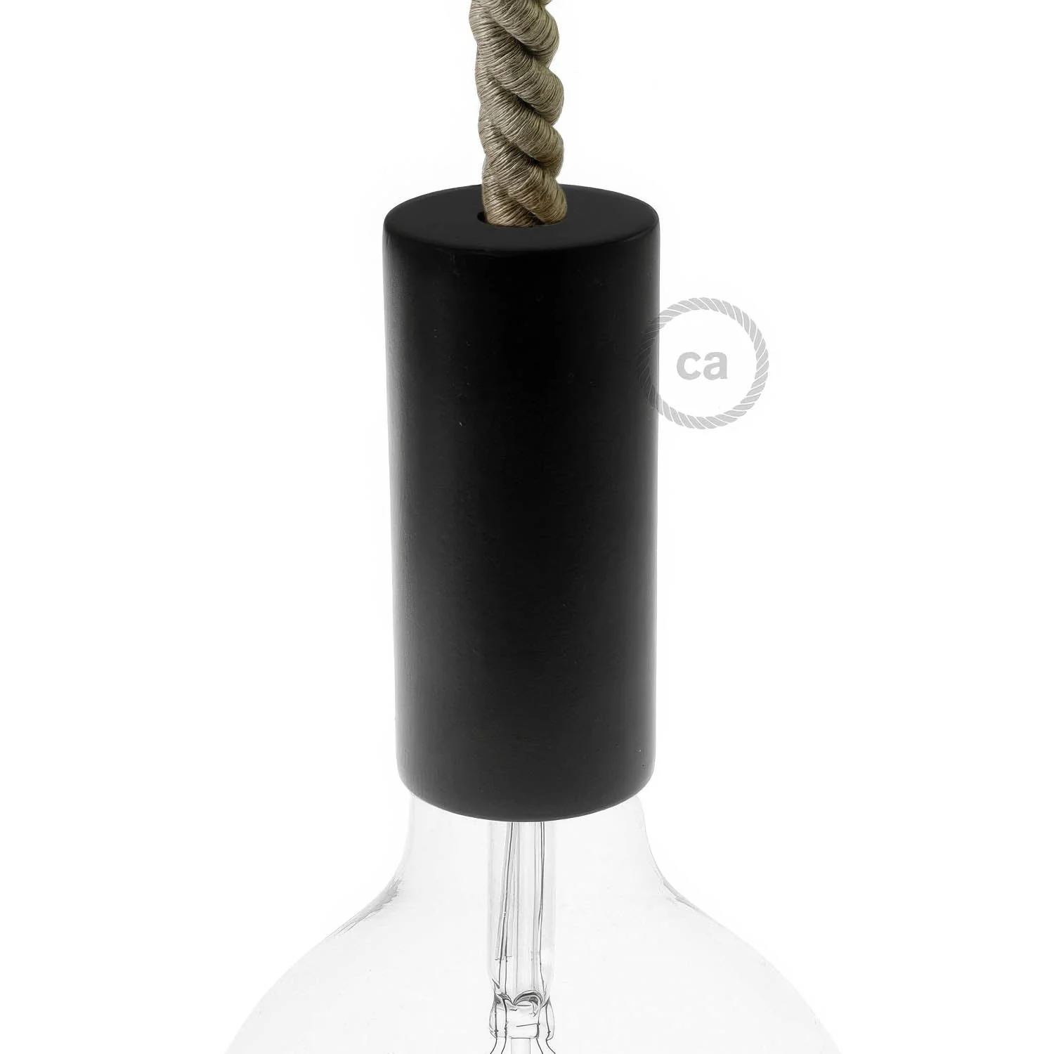 E27 wooden lamp holder kit for XL cord - Black