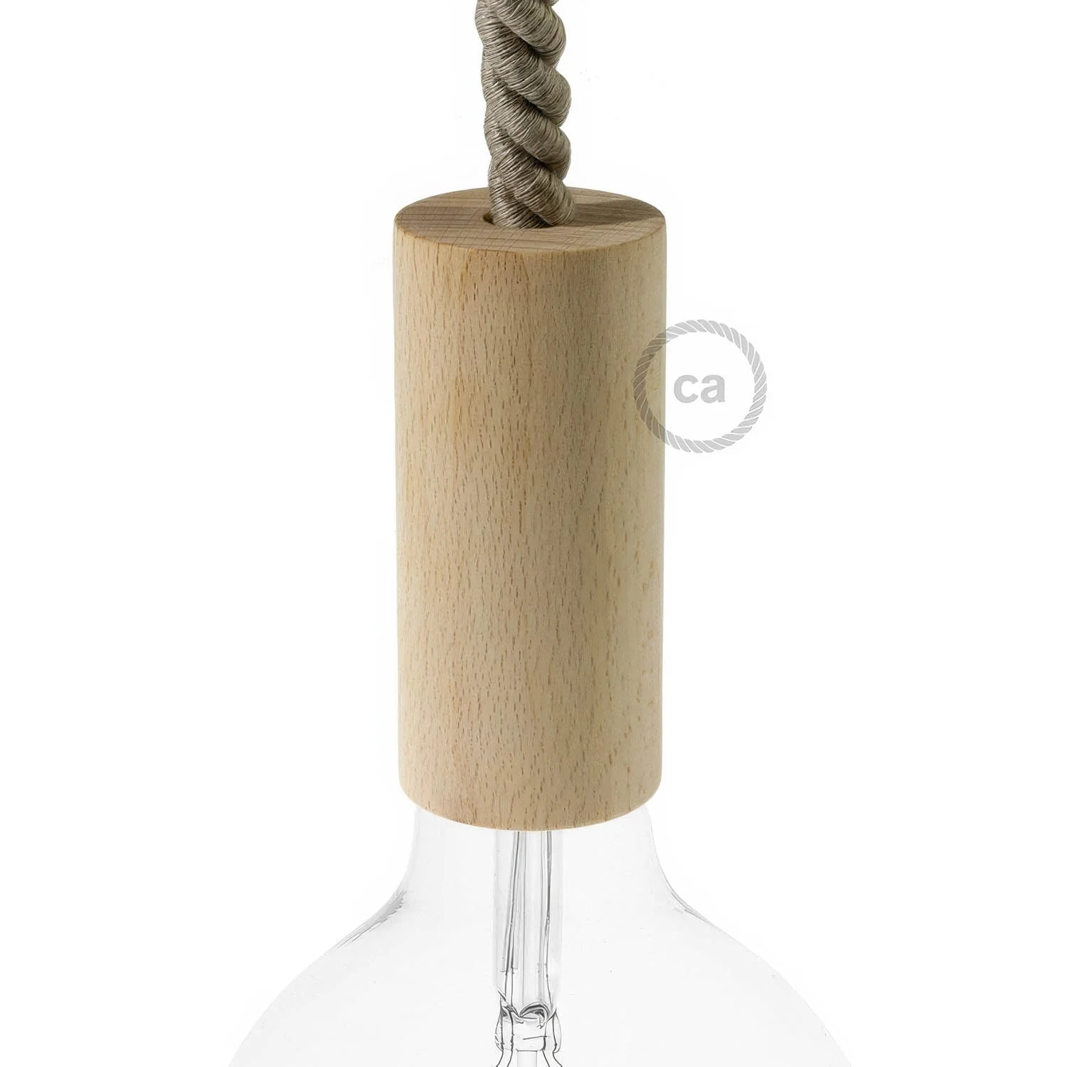 E27 wooden lamp holder kit for XL cord - Neutral