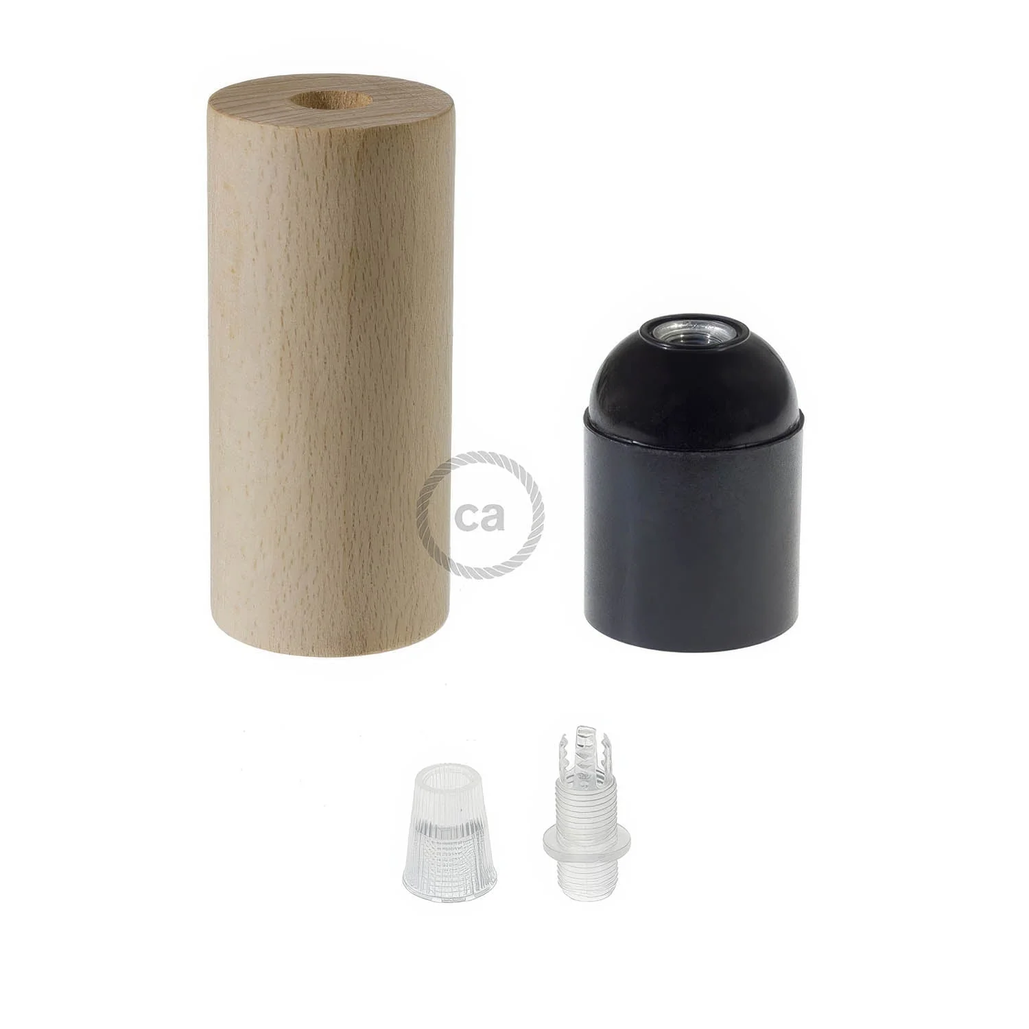 E27 wooden lamp holder kit for XL cord - Neutral - Image 2