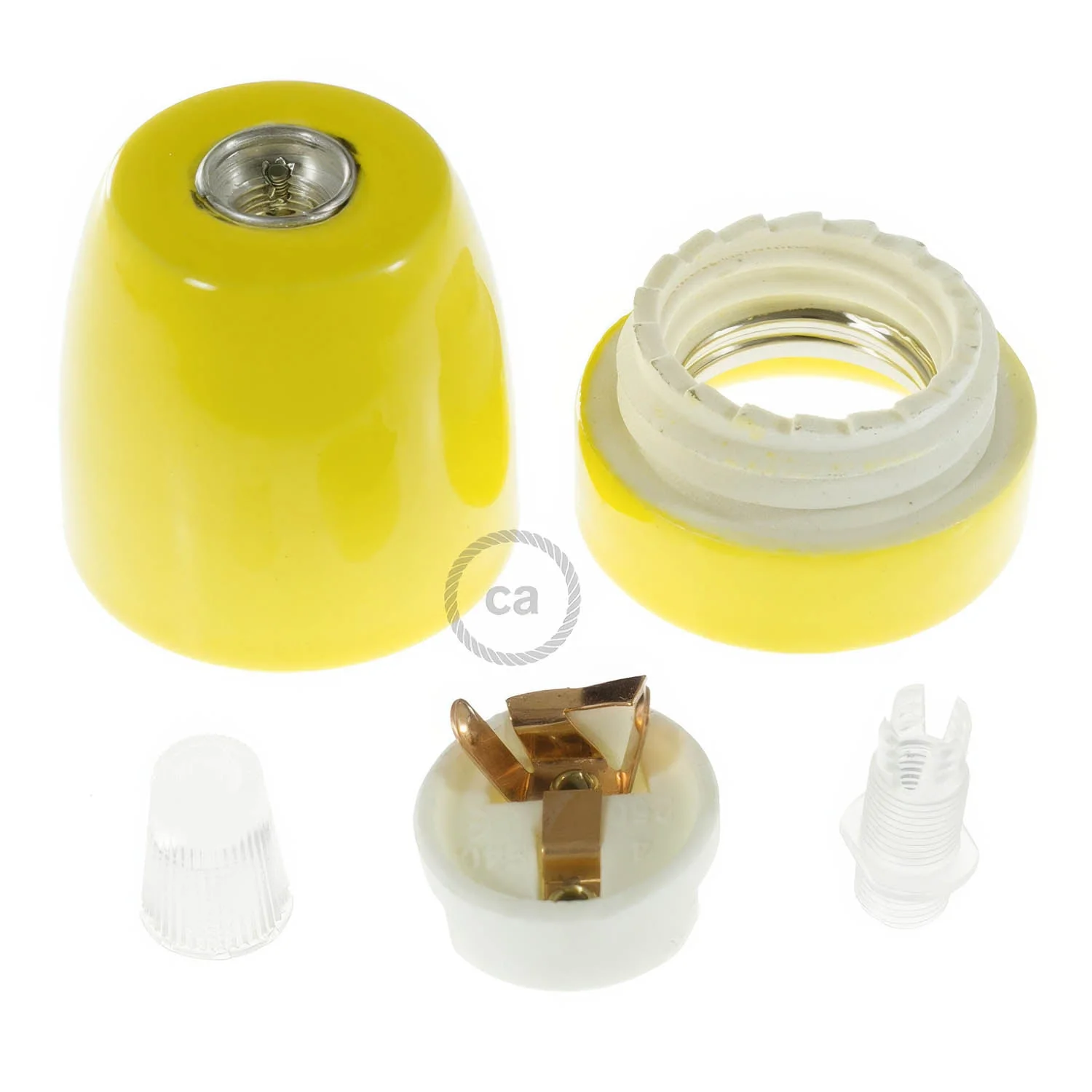 E27 porcelain lamp holder kit - Yellow - Image 2