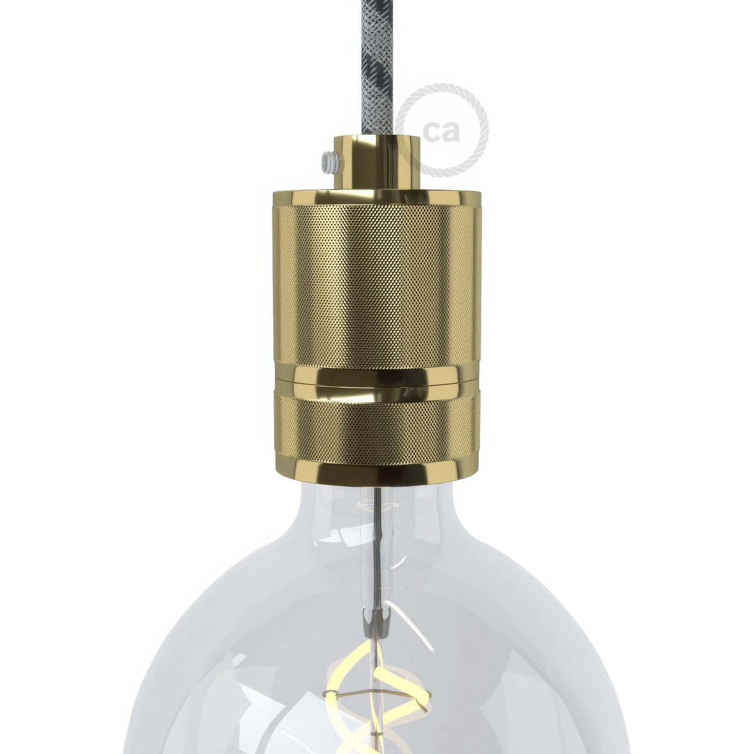 Knurled Aluminum - Single Ferrule E26 Light Bulb Socket Kit - Brass