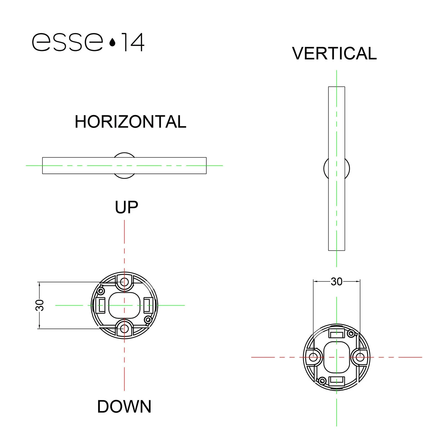 Esse14 wall or ceiling lamp for S14d LED light bulb - Waterproof IP44 - Green marble effect - Image 6