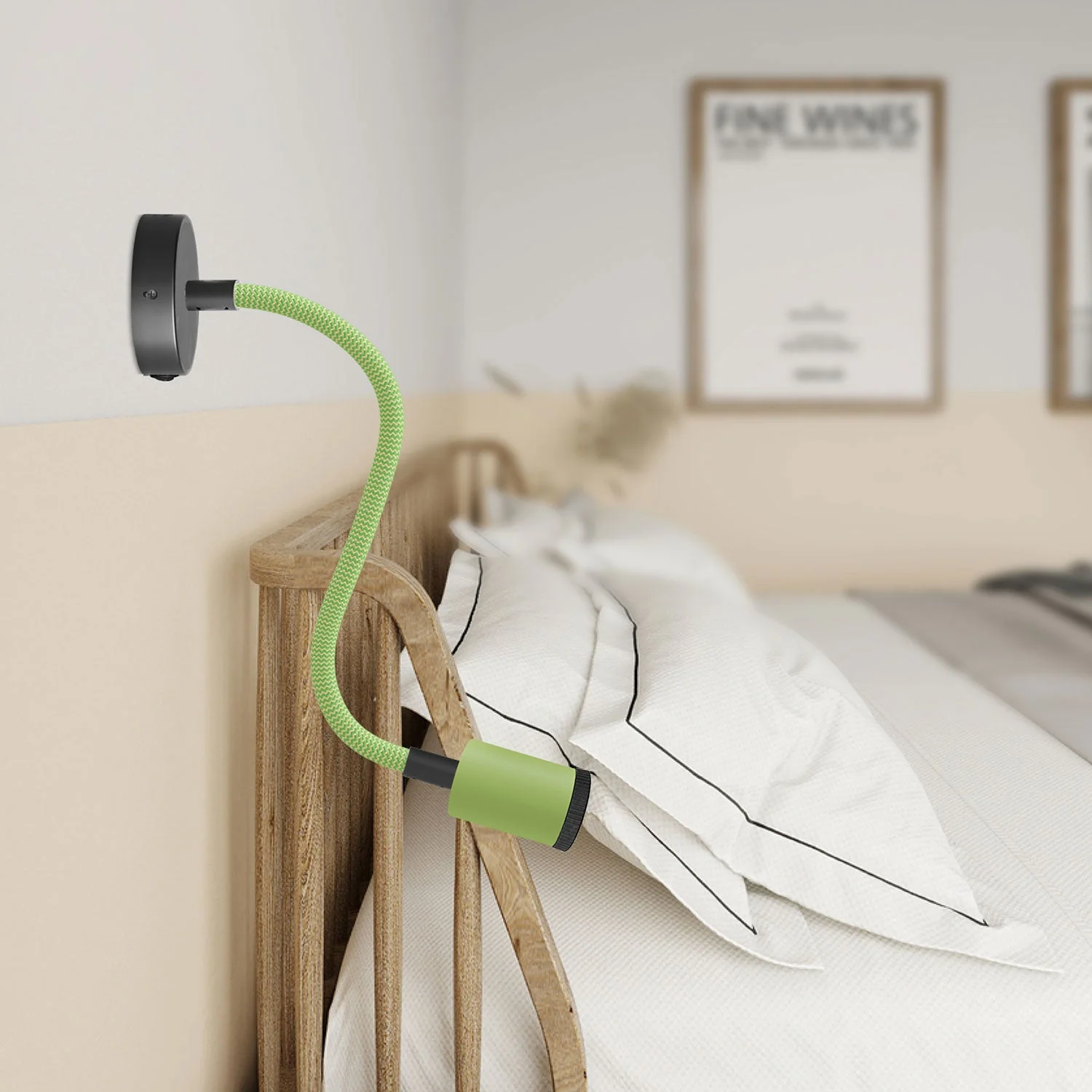 Fermaluce Flex 30 Pastel lamp with mini ceiling rose with switch and mini GU1d0 spotlight - Meadow green - Image 2