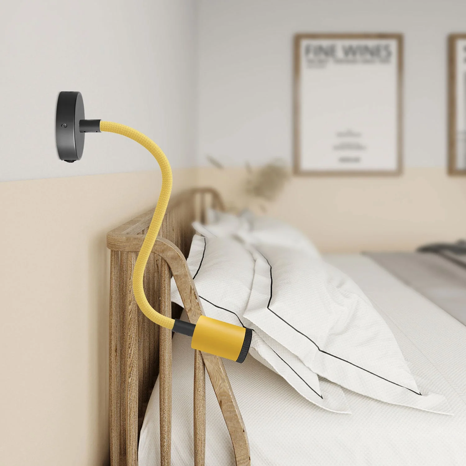 Fermaluce Flex 30 Pastel lamp with mini ceiling rose with switch and mini GU1d0 spotlight - Mustard - Image 2