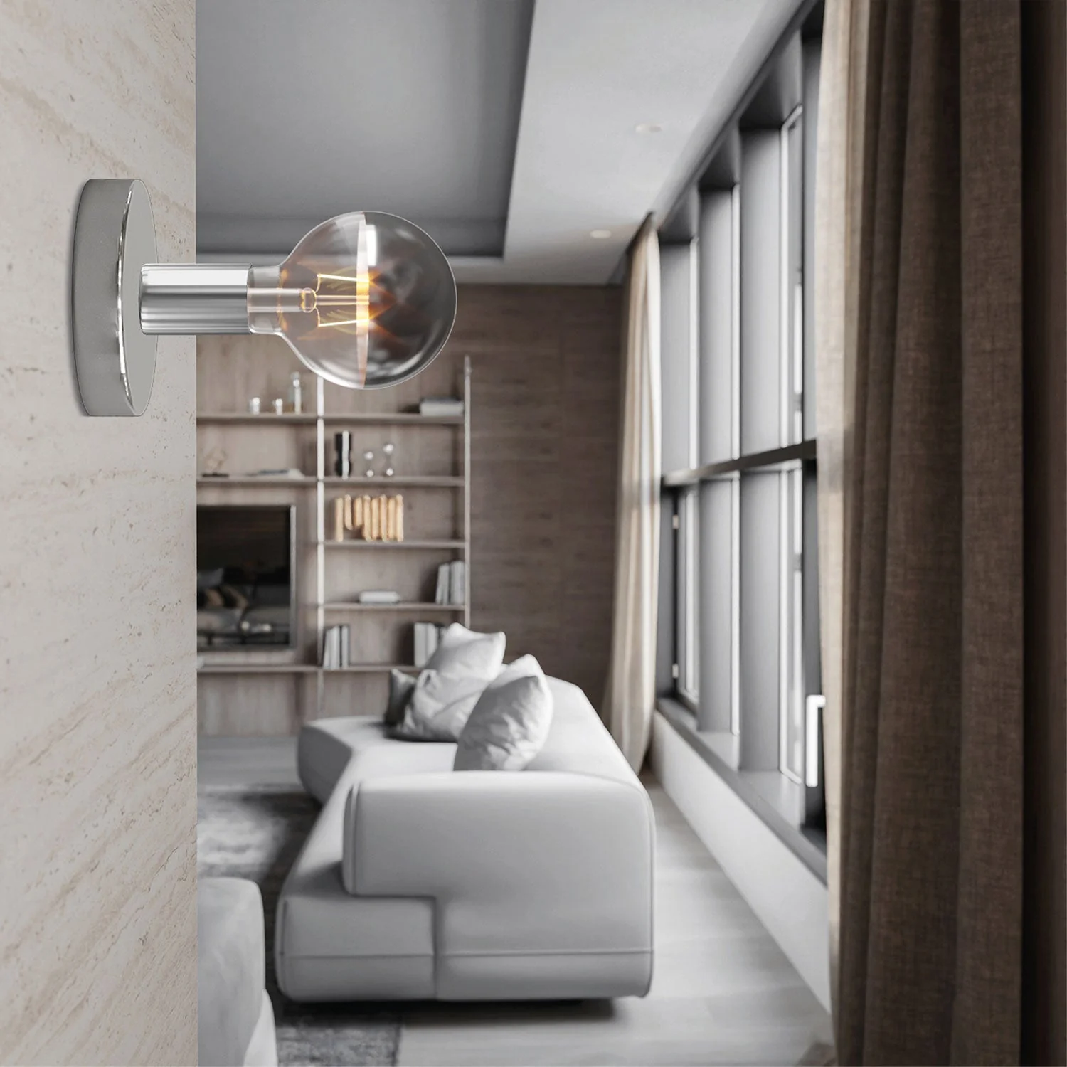 Fermaluce metal lamp with Globe light bulb - Chrome - Image 2