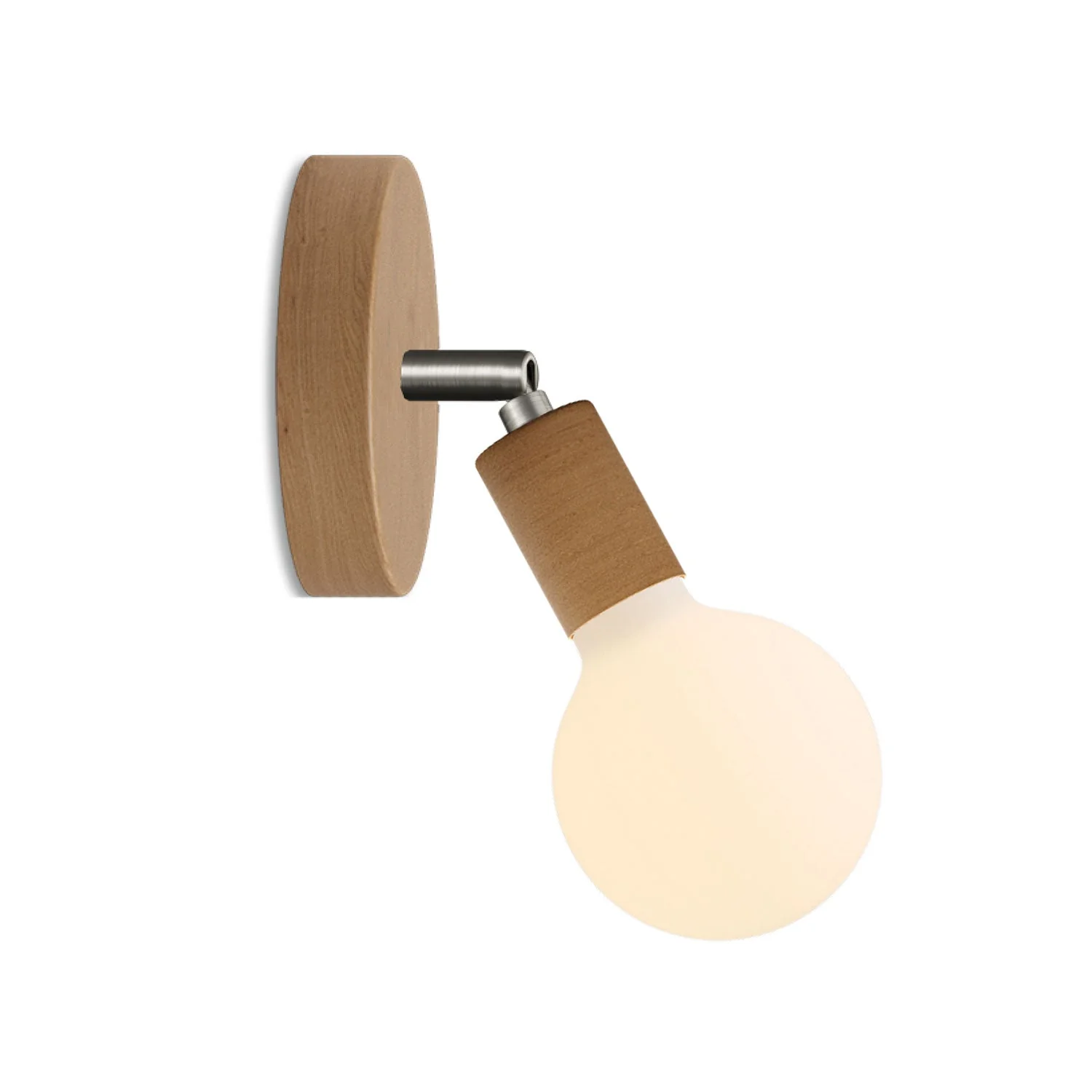 Fermaluce Snodo wooden lamp with Globe Porcelain light bulb - Neutral
