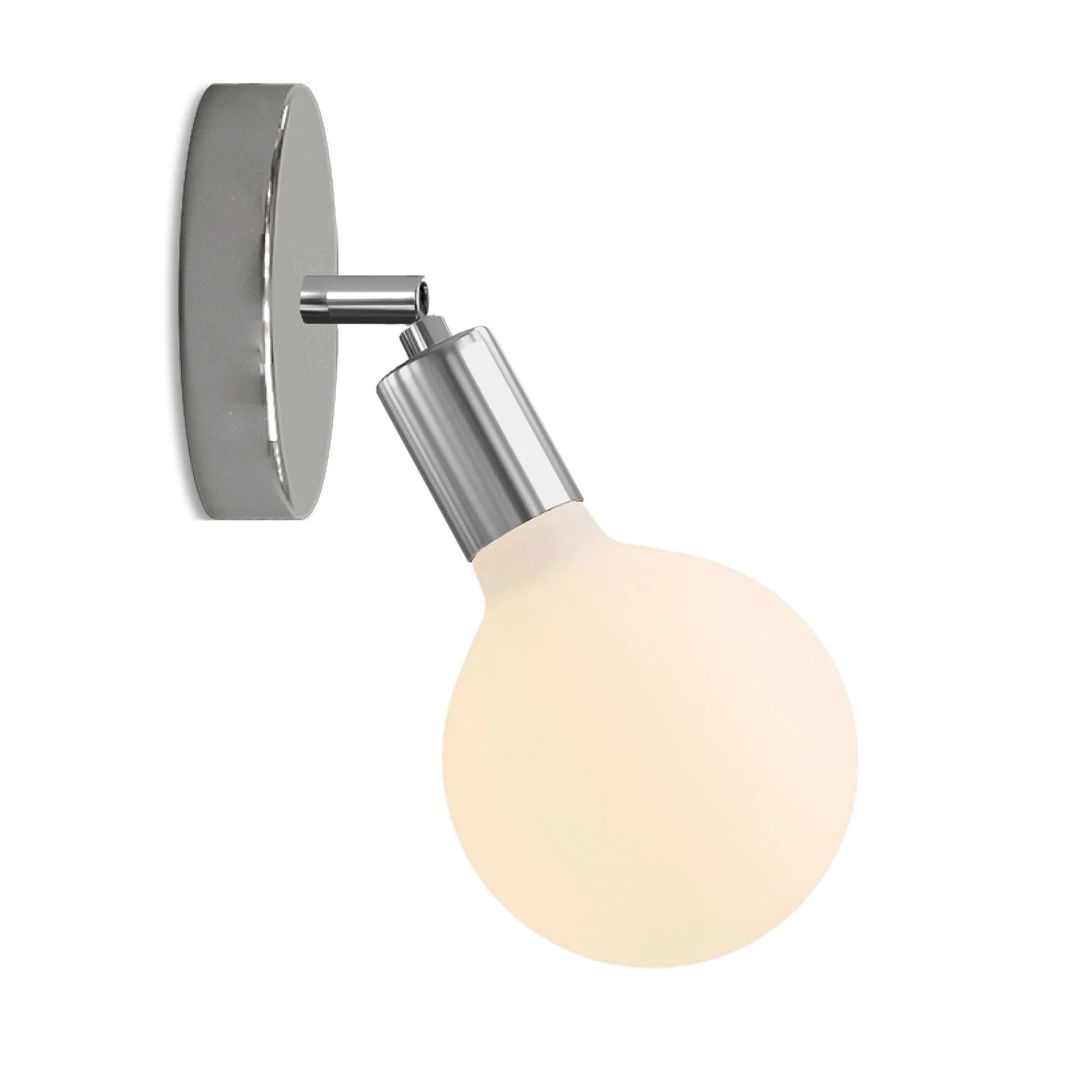 Fermaluce Snodo metal lamp with Globe Porcelain light bulb – Chrome