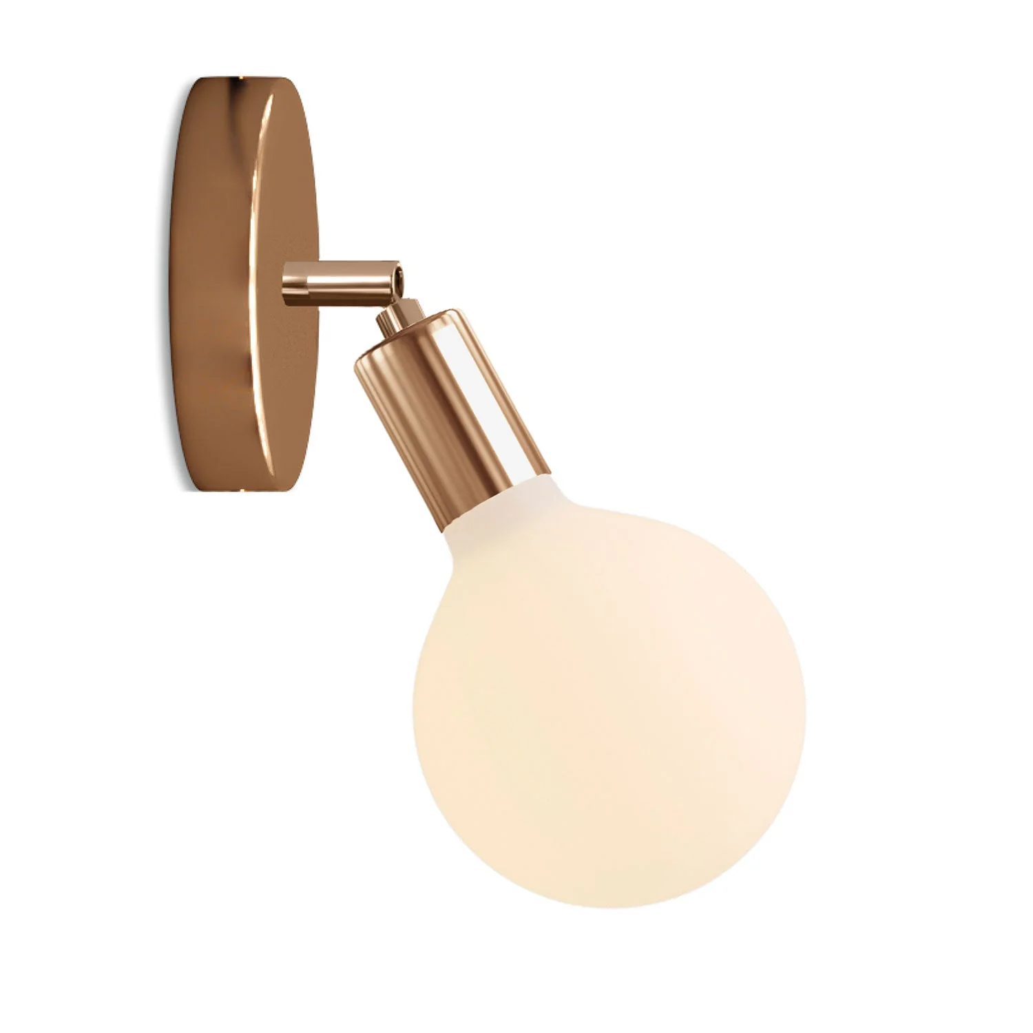 Fermaluce Snodo metal lamp with Globe Porcelain light bulb - Copper
