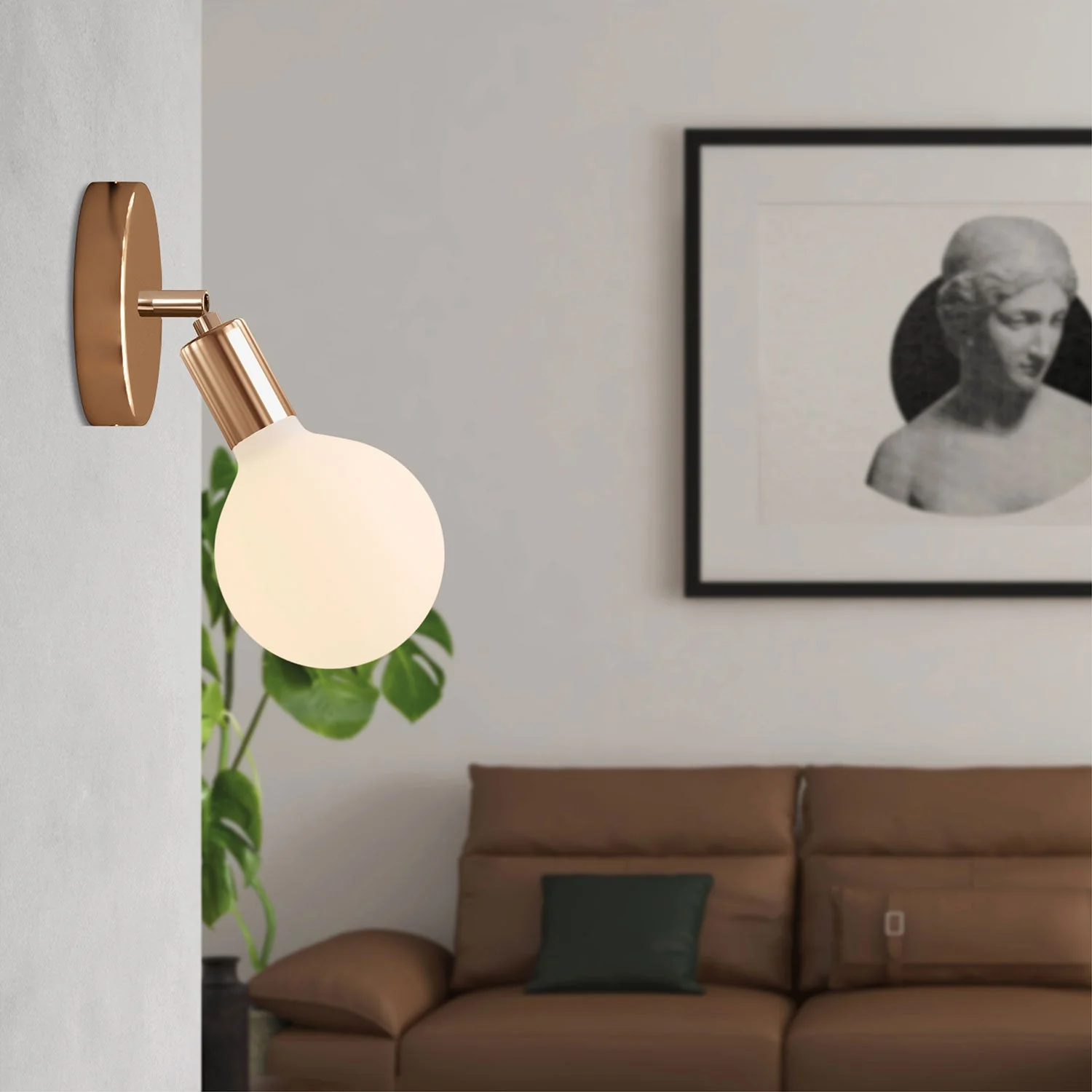 Fermaluce Snodo metal lamp with Globe Porcelain light bulb - Copper - Image 2