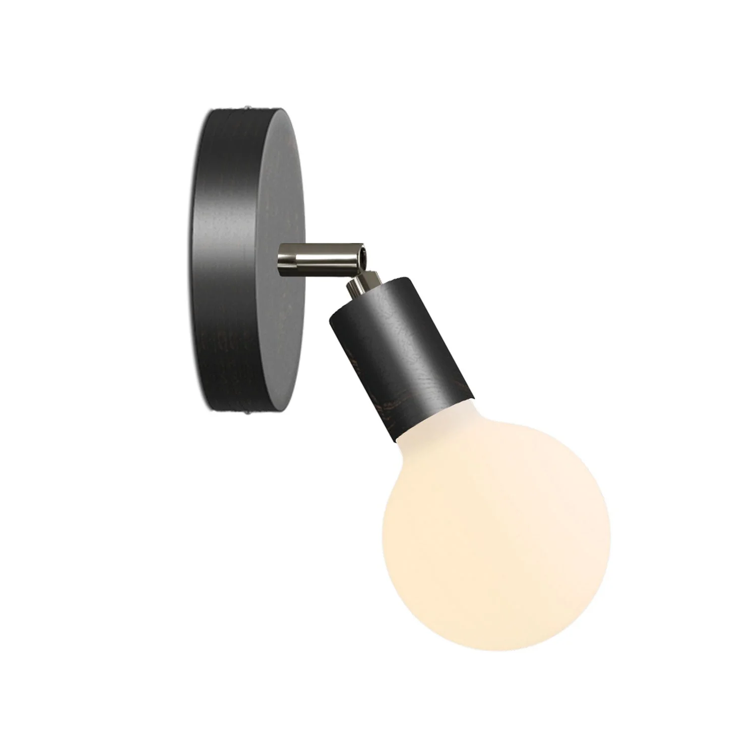 Fermaluce Snodo wooden lamp with Globe Porcelain light bulb - Black