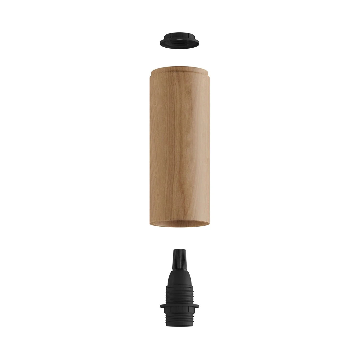 Fermaluce Flex 30 lamp with mini wooden ceiling rose and spotlight with Tub-E14 lampshade - Neutral - Image 3
