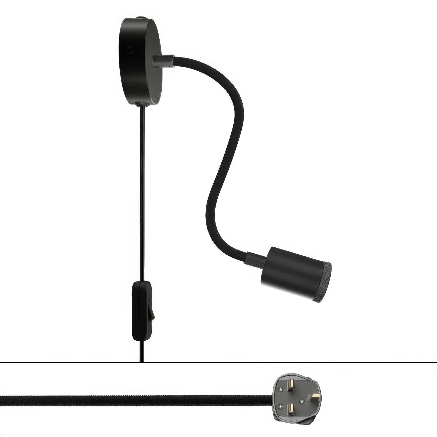 Spostaluce Flex 30 adjustable lamp with GU1d0 spotlight and UK plug - Black