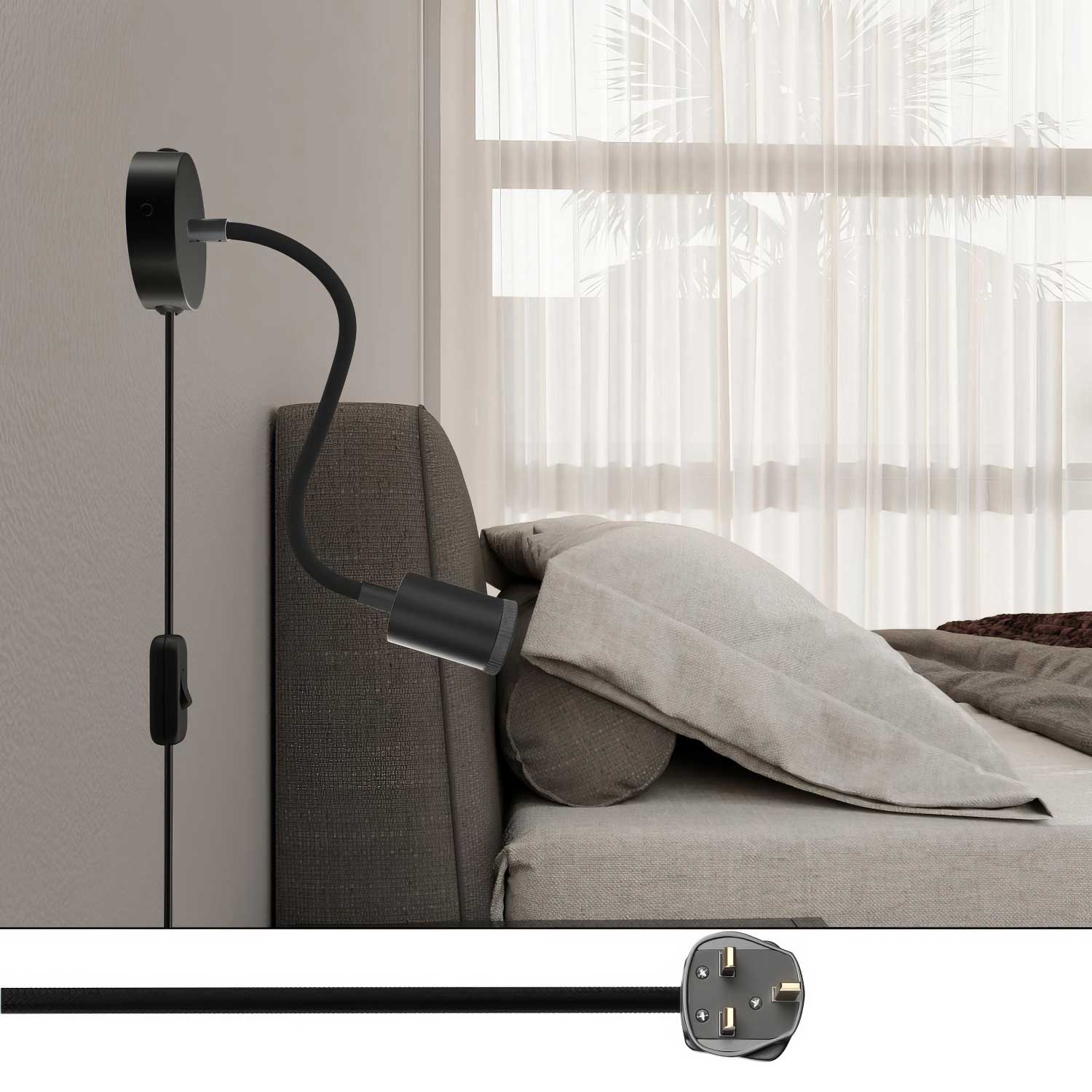 Spostaluce Flex 30 adjustable lamp with GU1d0 spotlight and UK plug - Black - Image 2