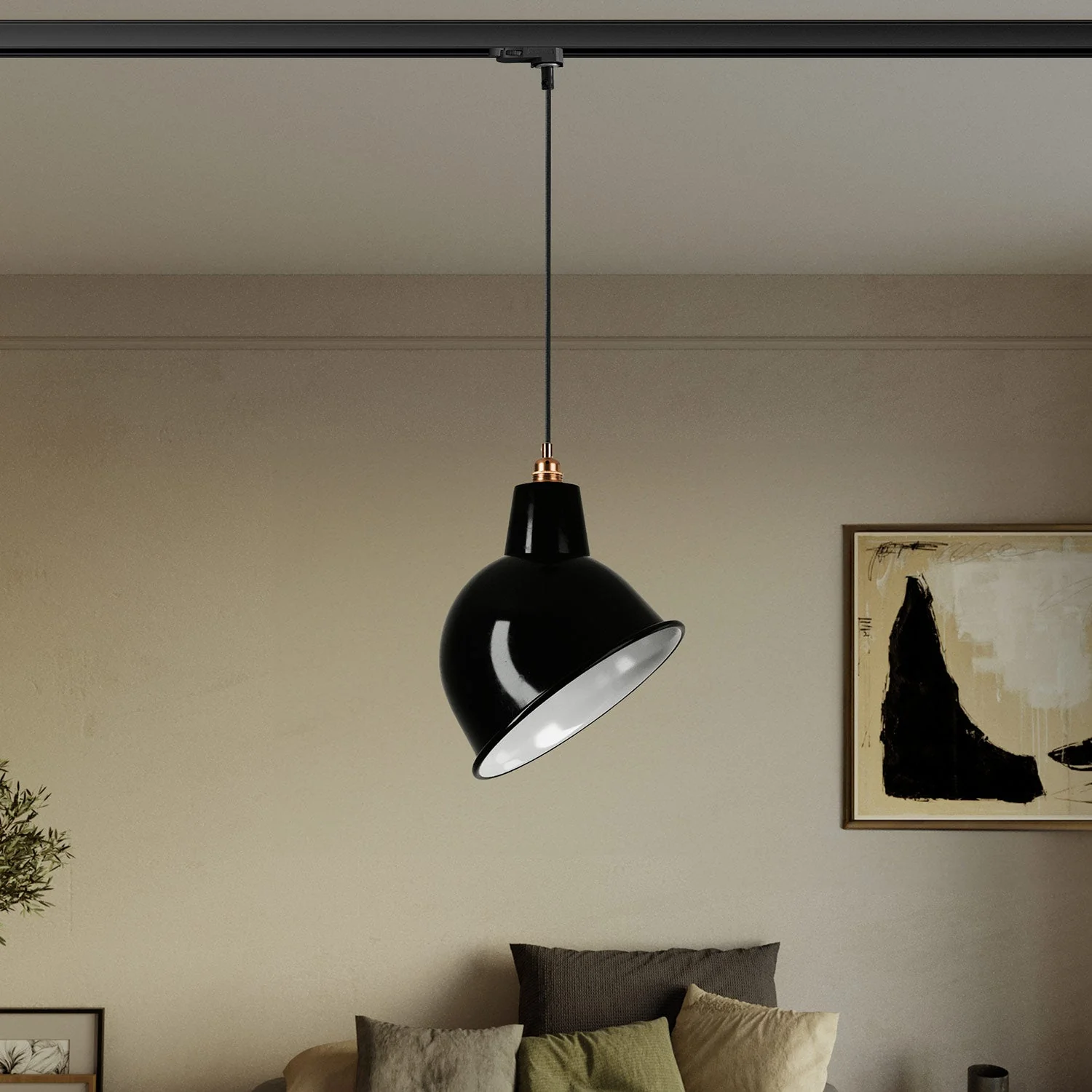 Track lamp with Broadway lampshade - Black - Image 2