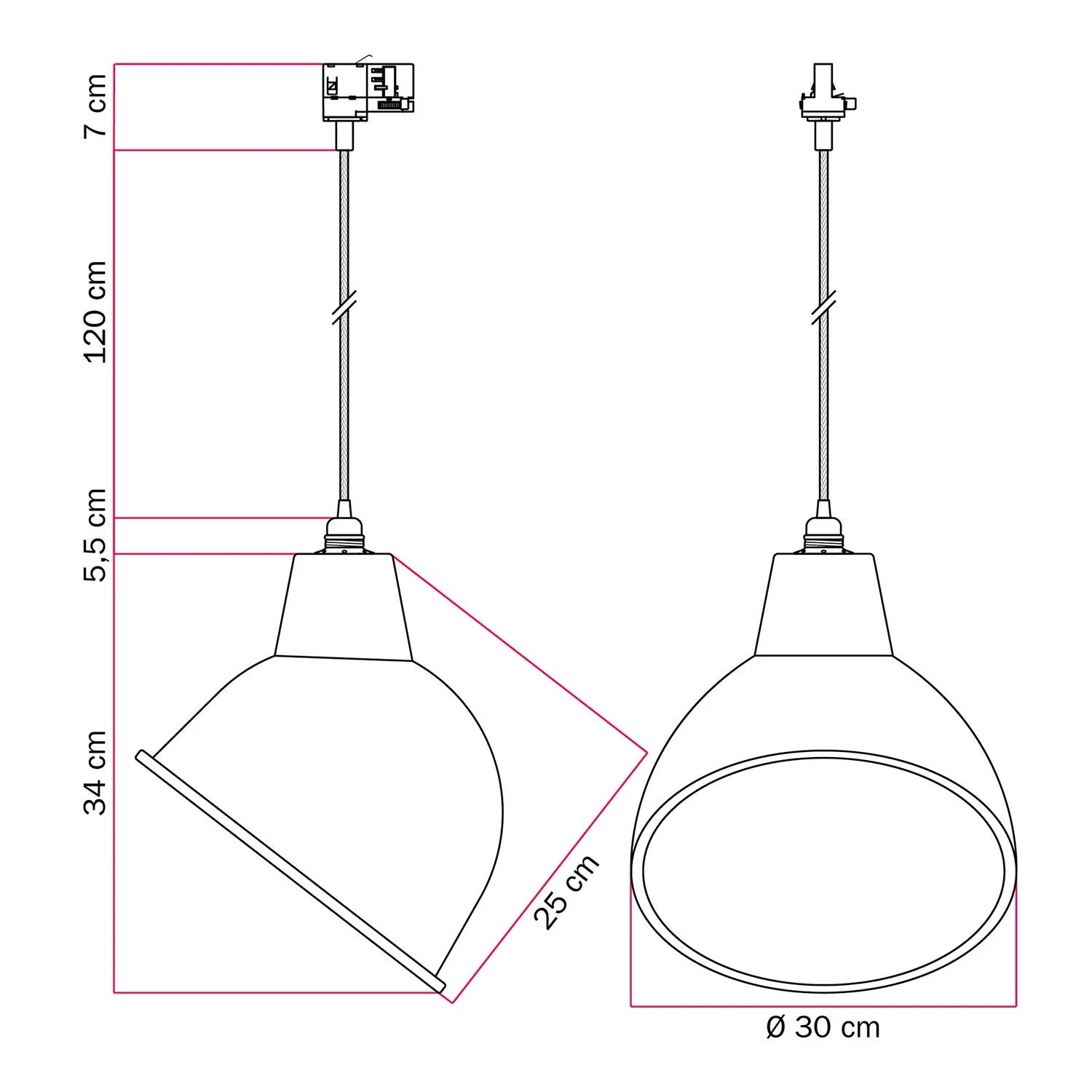 Track lamp with Broadway lampshade - Black - Image 6