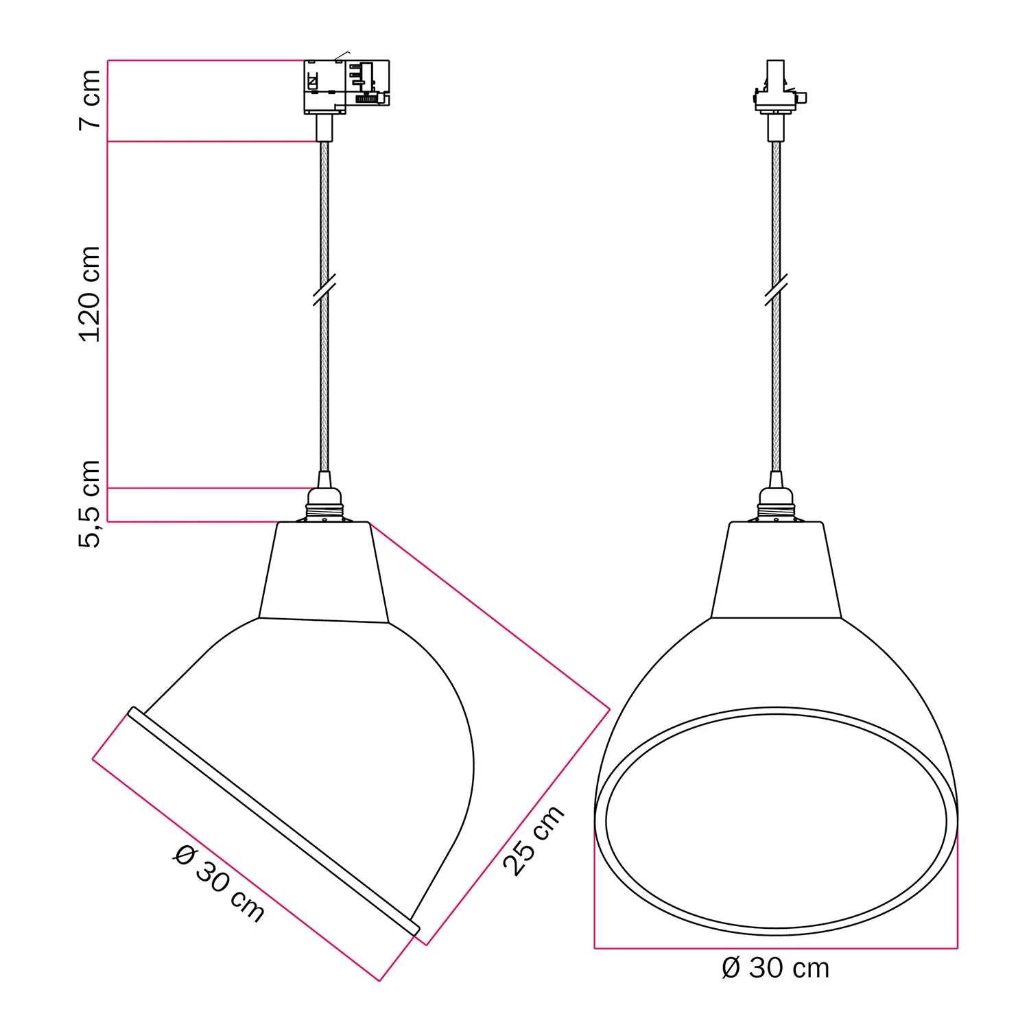 Track light with Broadway lampshade - White - Image 6