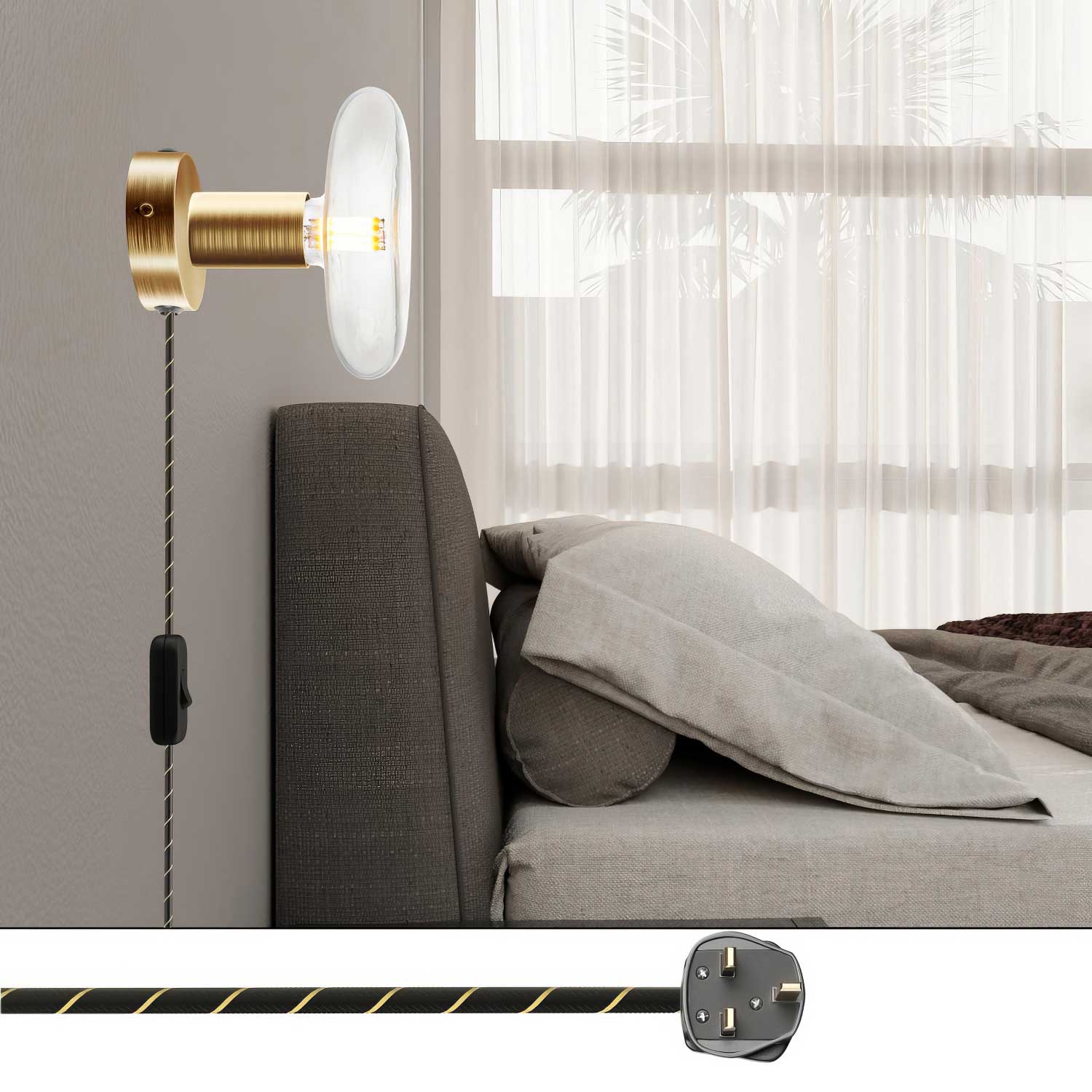 Spostaluce metal lamp with UK plug - Satin bronze - Image 2