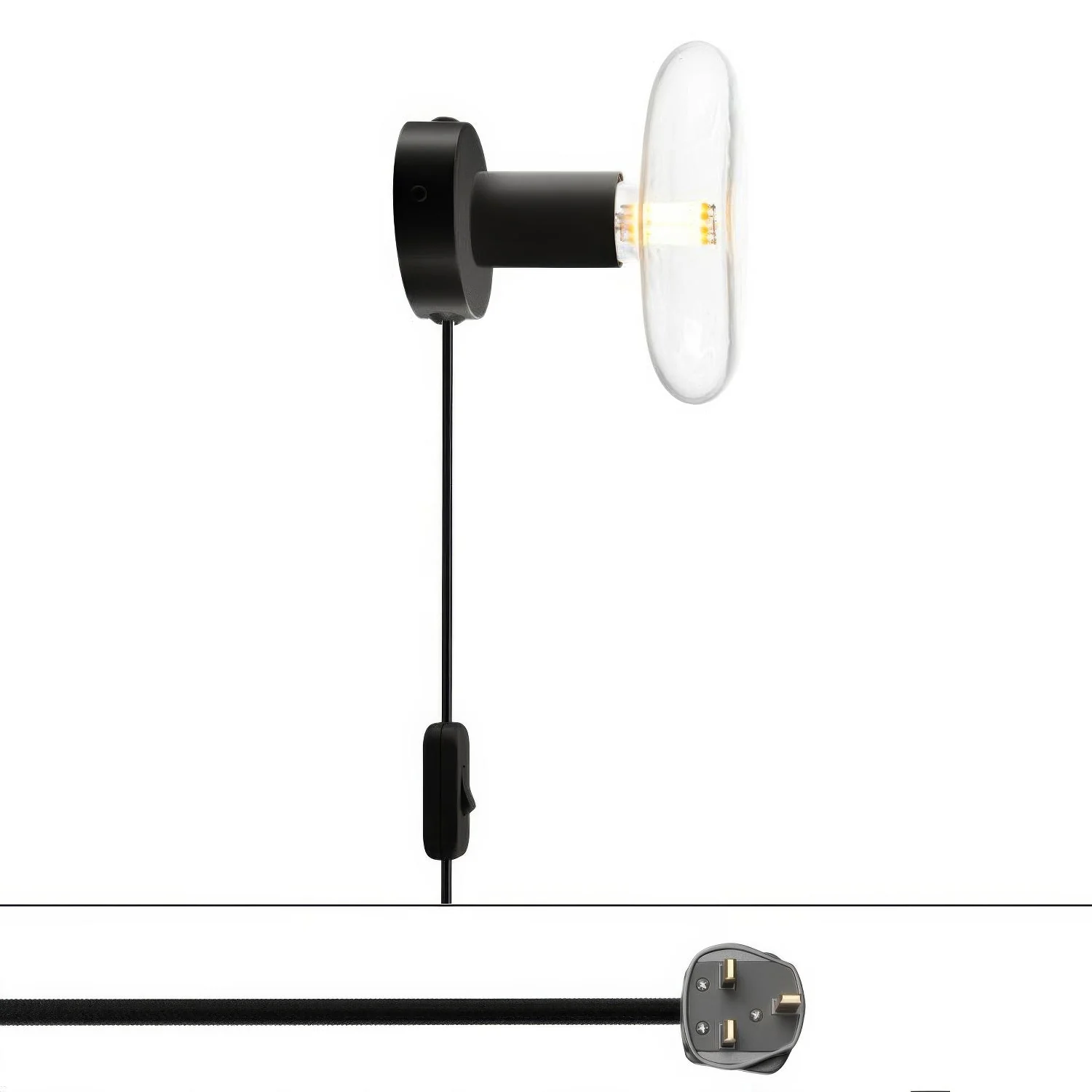 Spostaluce metal lamp with UK plug – Black
