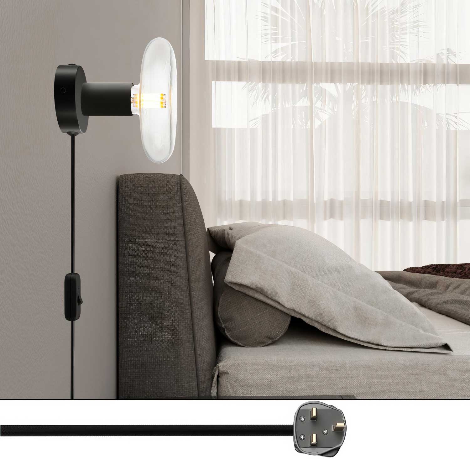 Spostaluce metal lamp with UK plug – Black - Image 2