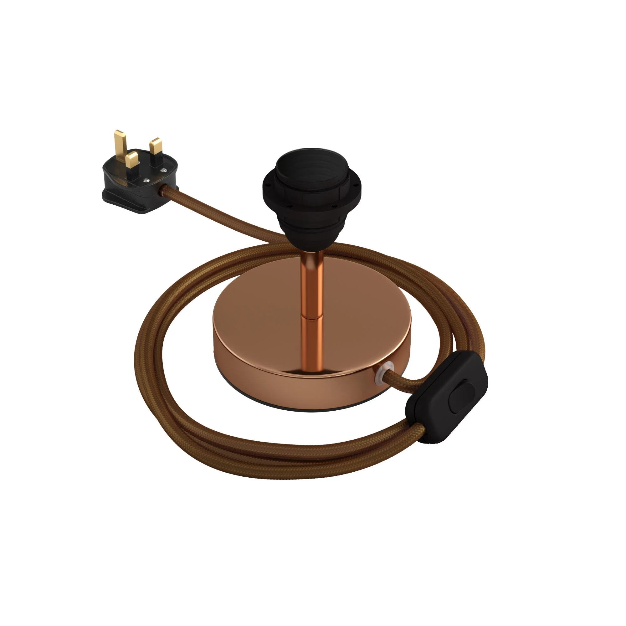 Lampshade riser - Metal table lamp with UK plug - Copper