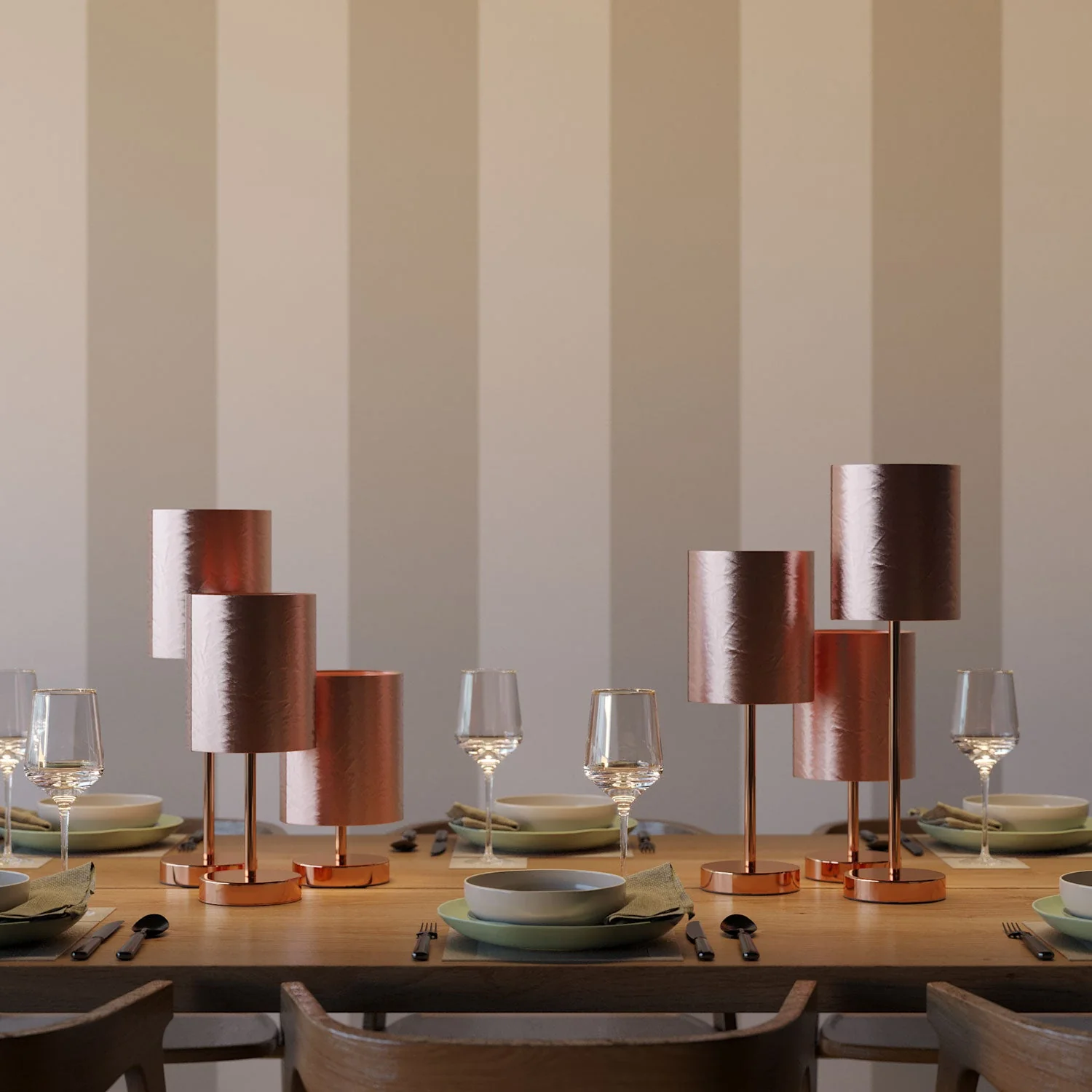 Lampshade riser - Metal table lamp with UK plug - Copper - Image 2