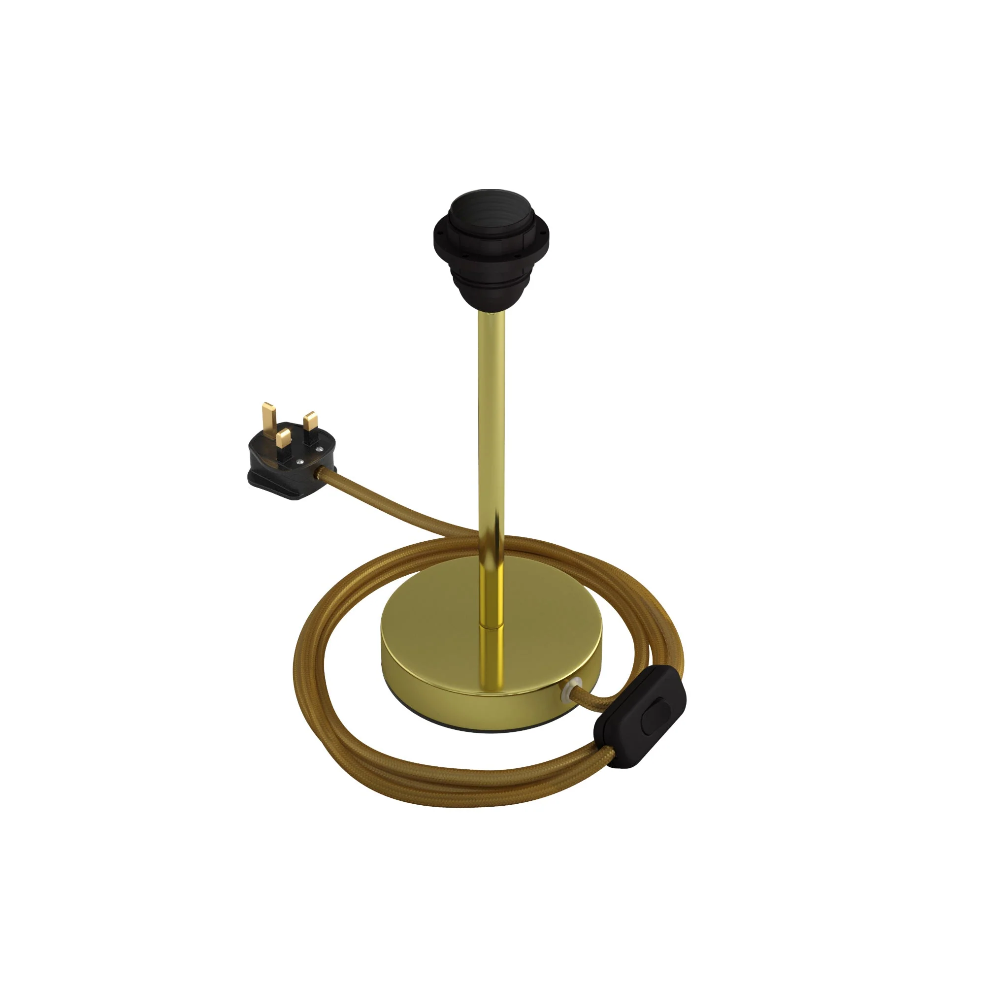 Lampshade riser - Metal table lamp with UK plug - Brass - Image 7