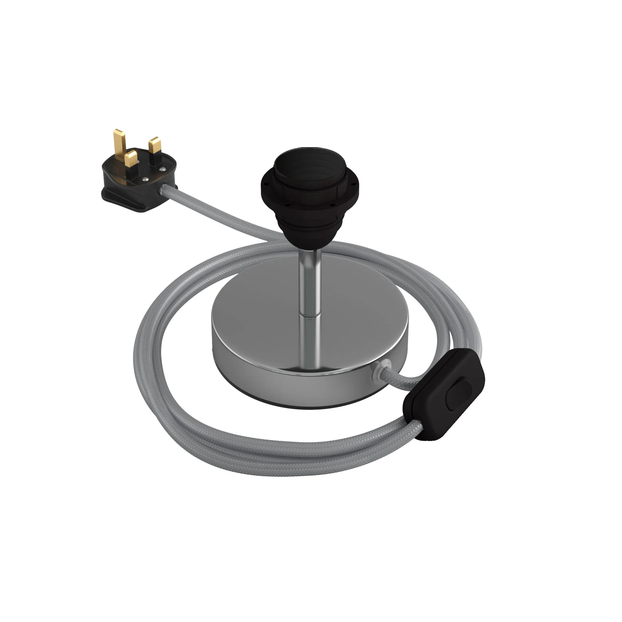 Lamp raiser for lampshade - Metal table lamp with UK plug - Chrome