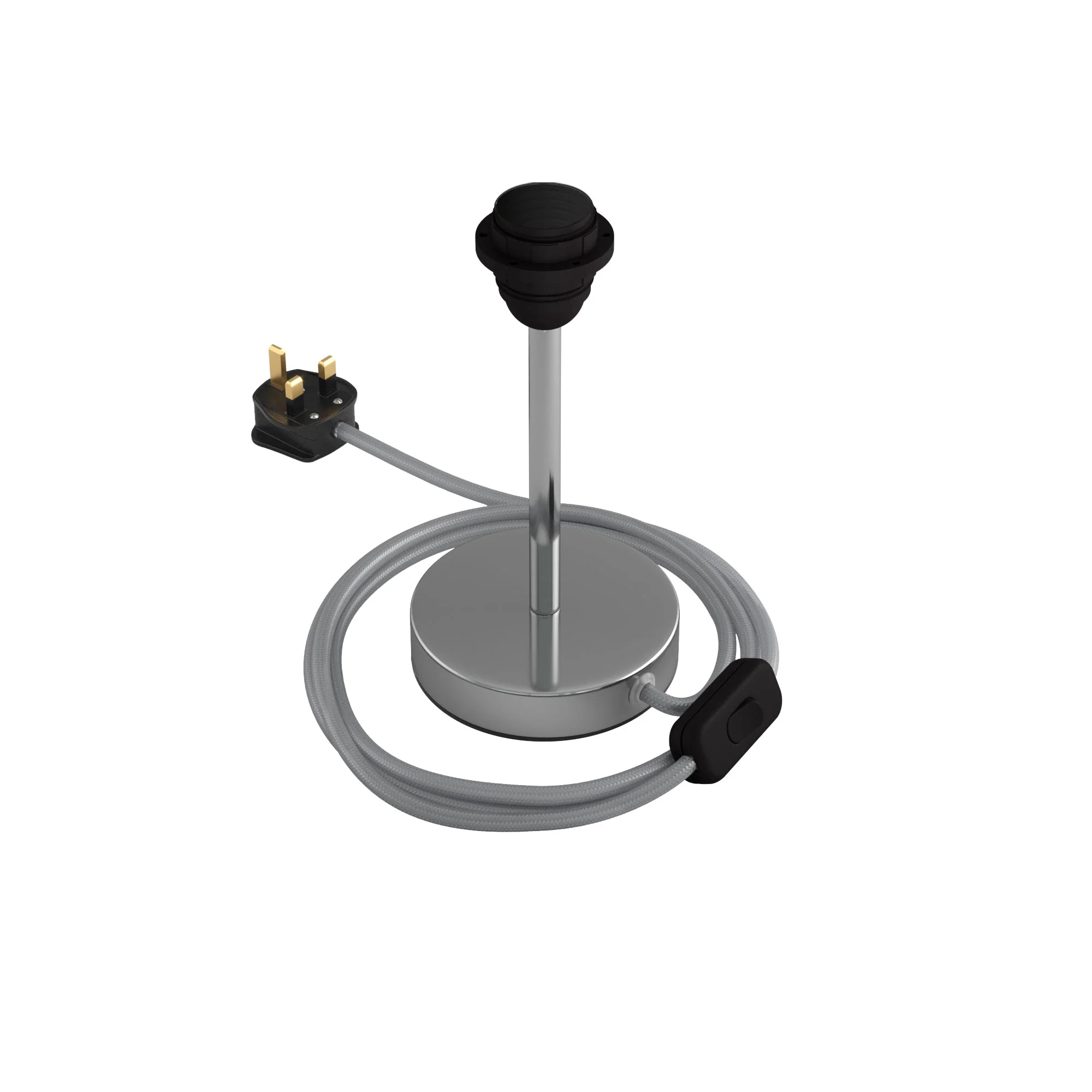 Lamp raiser for lampshade - Metal table lamp with UK plug - Chrome - Image 6