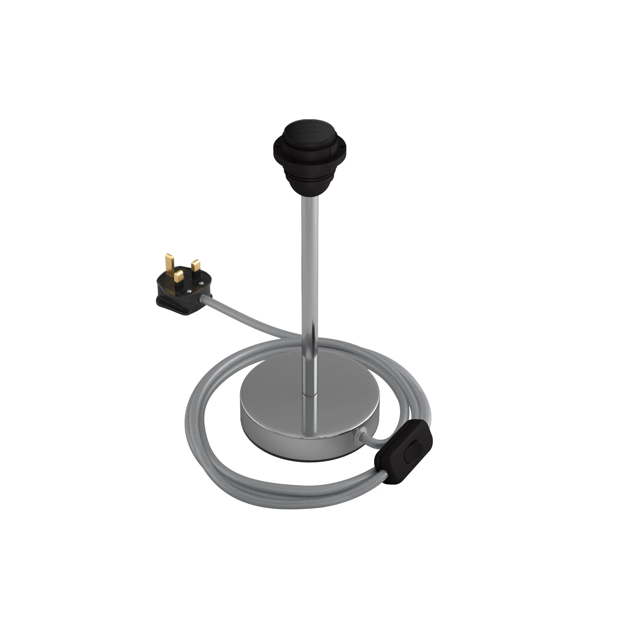 Lamp raiser for lampshade - Metal table lamp with UK plug - Chrome - Image 7