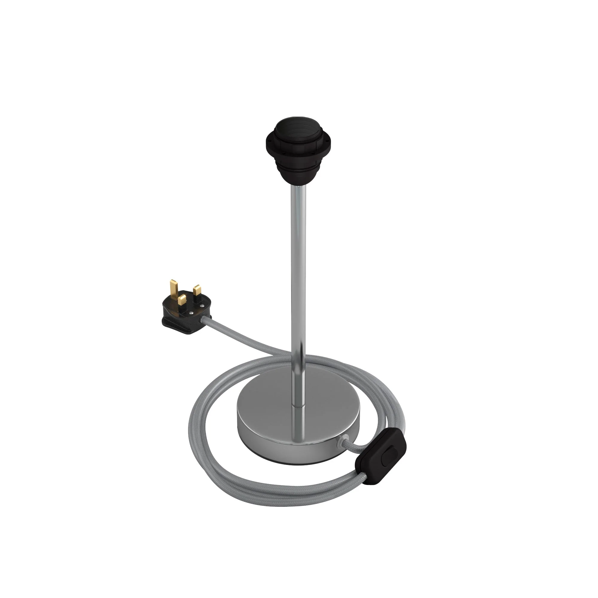 Lamp raiser for lampshade - Metal table lamp with UK plug - Chrome - Image 8