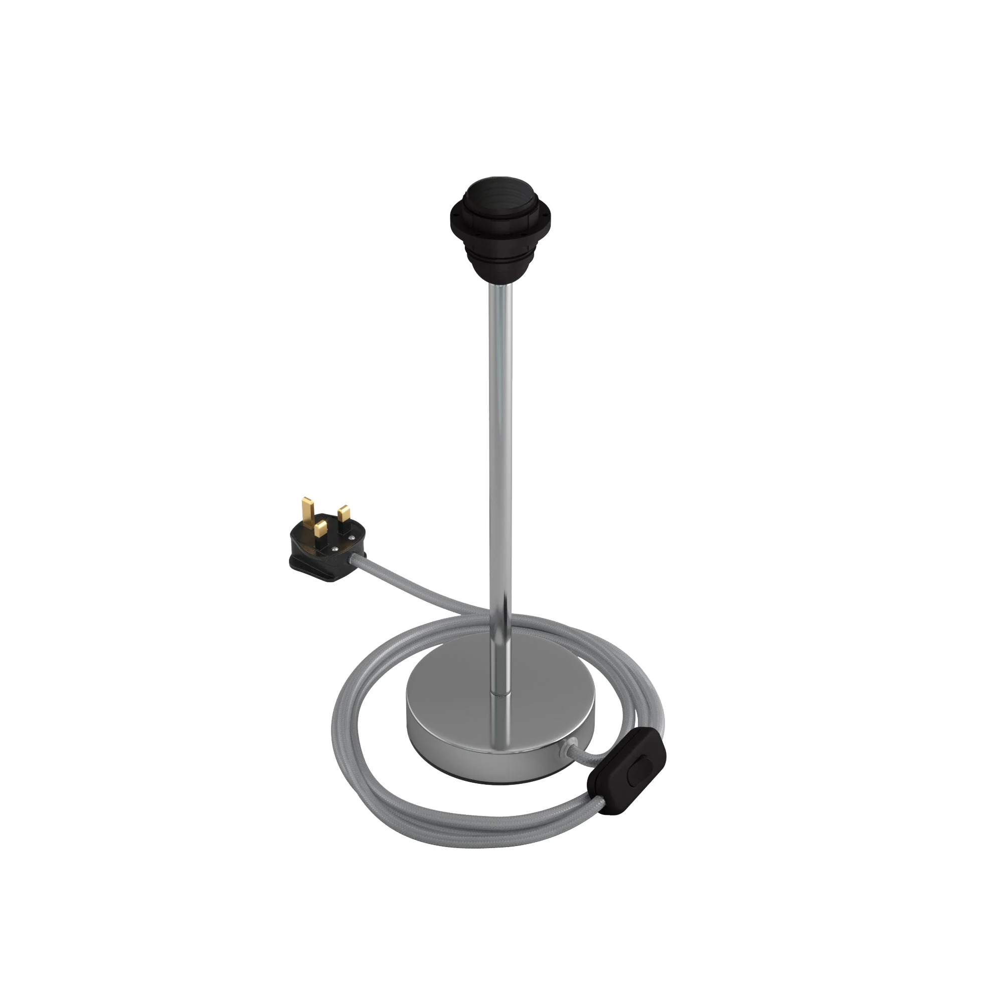Lamp raiser for lampshade - Metal table lamp with UK plug - Chrome - Image 9