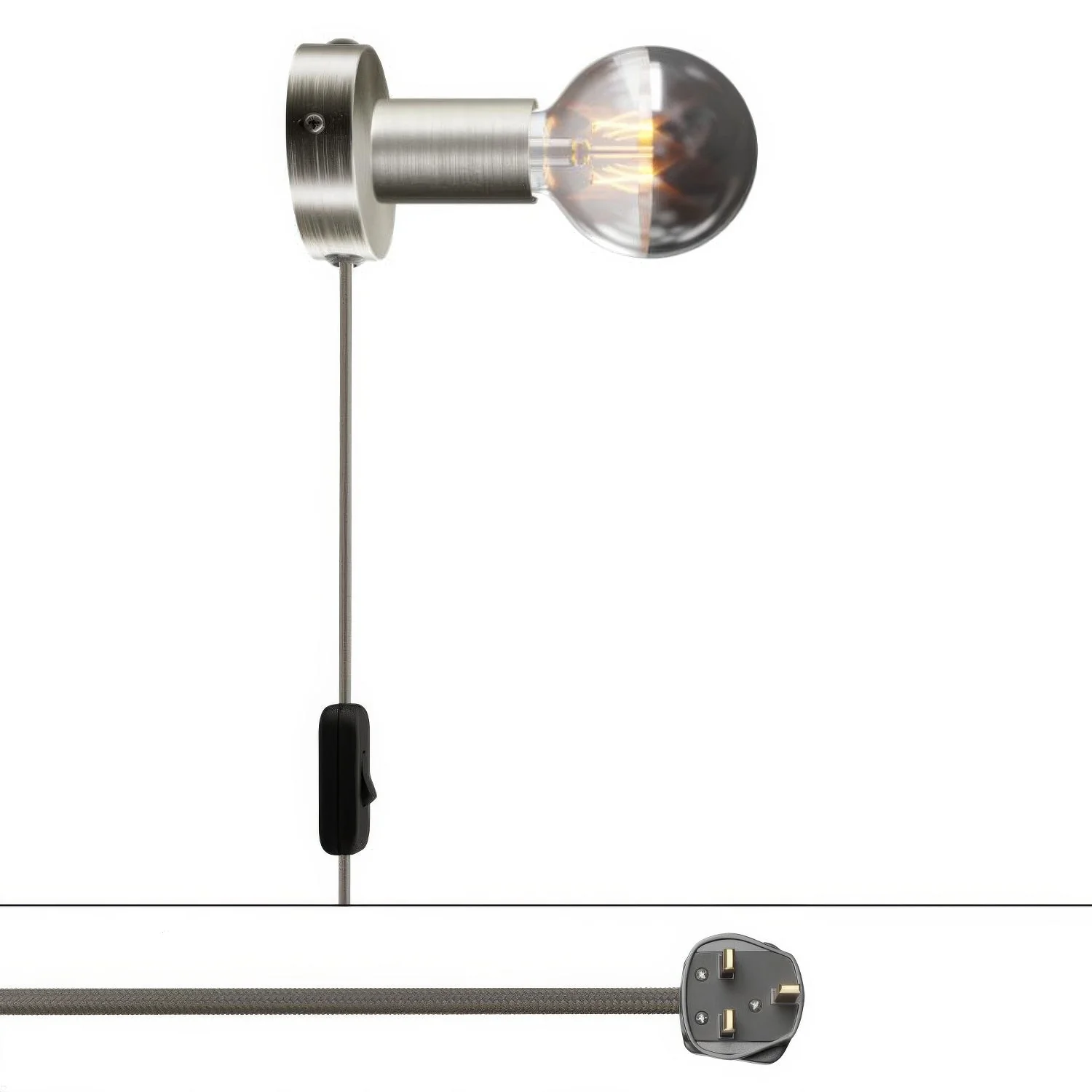 Spostaluce lamp in metal with UK plug - Satin titanium