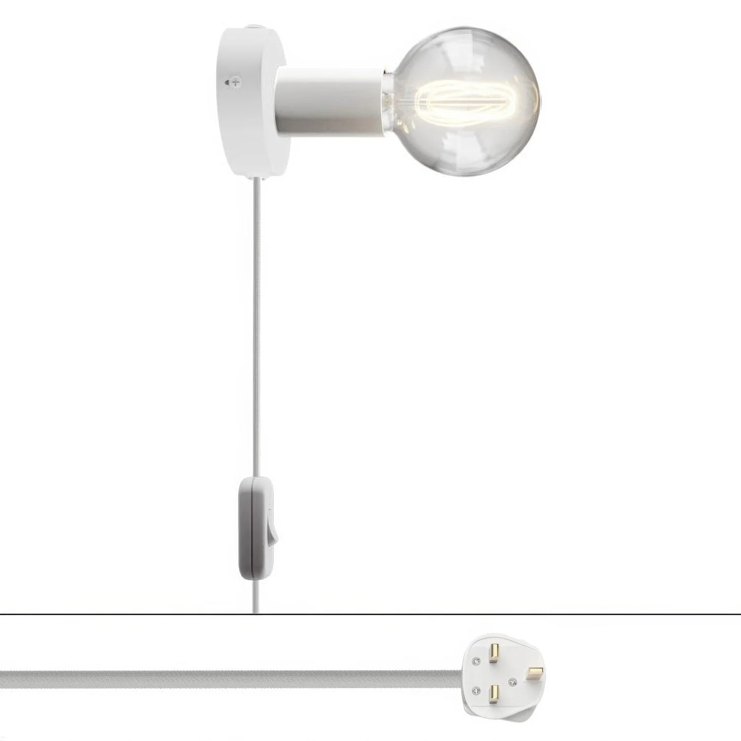 Spostaluce metal lamp with UK plug - White