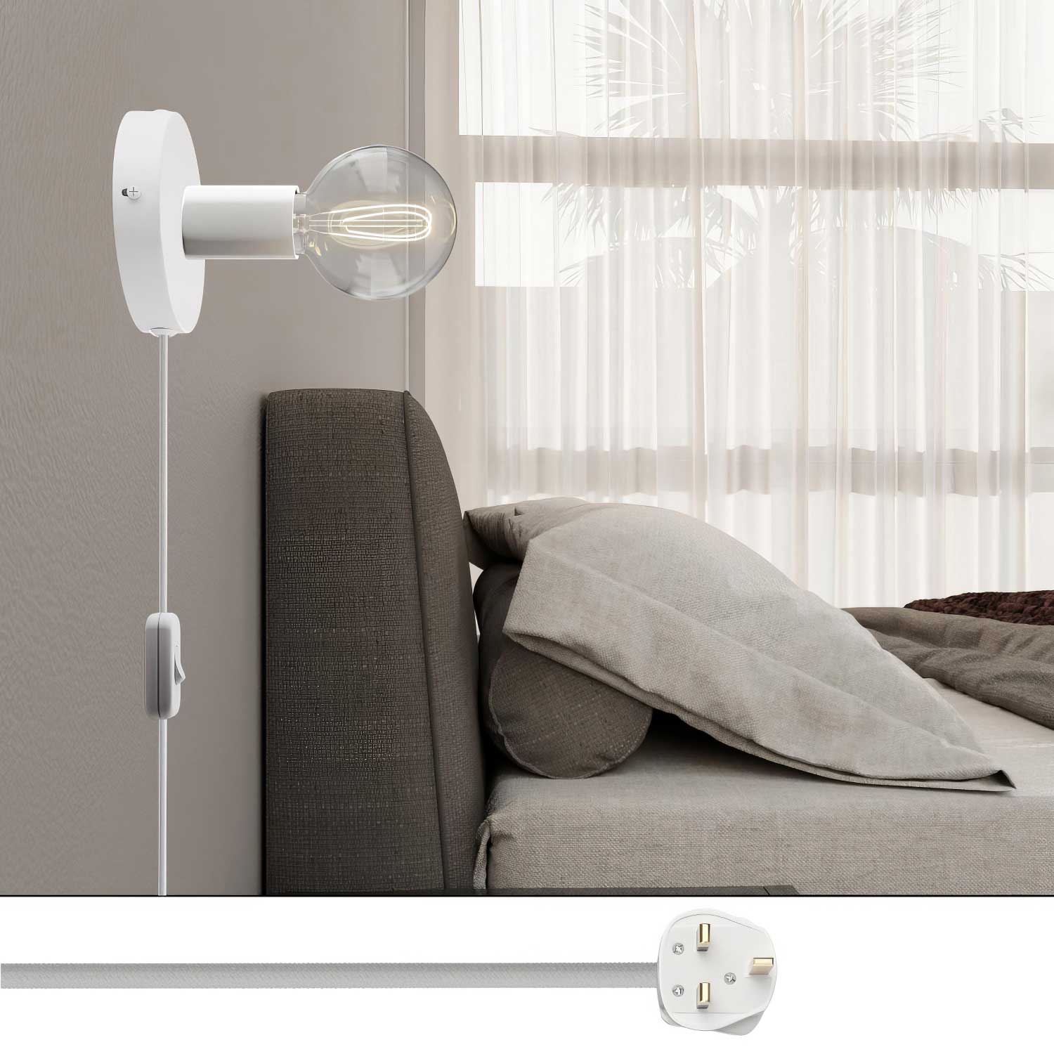 Spostaluce metal lamp with UK plug - White - Image 2