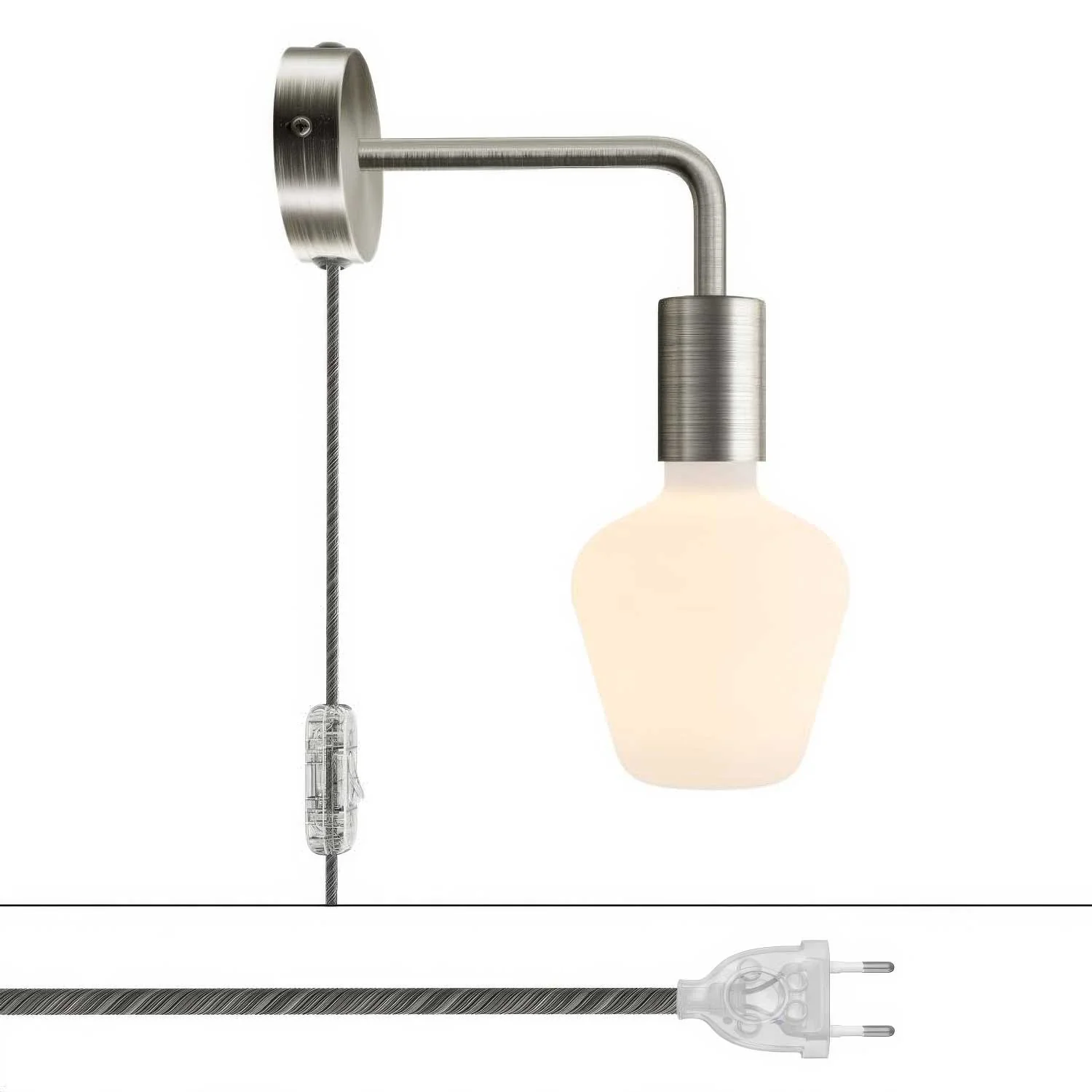 Spostaluce metal lamp with curved extension - Satin titanium