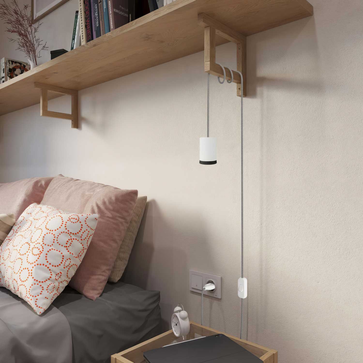 Mini Spotlight GU1d0 lamp with SnakeBis wiring - Matt white - Image 2