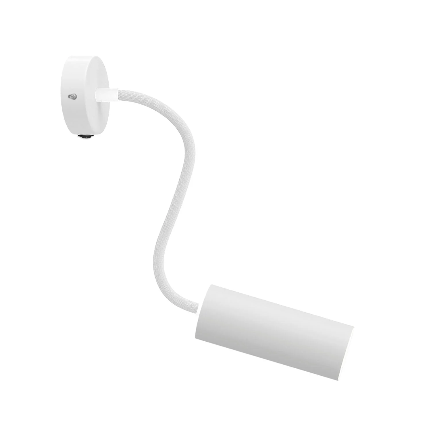 Fermaluce Flex 30 lamp with mini ceiling rose with switch and spotlight with Tub-E14 lampshade - Matt white