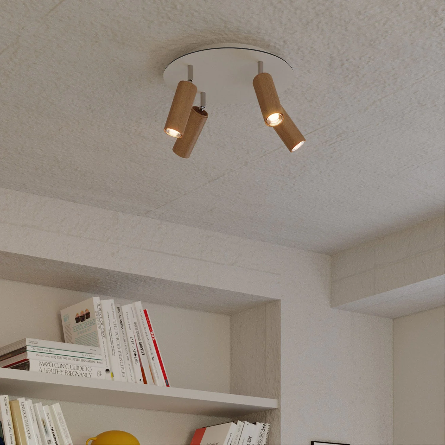 Lamp with 4 spotlights and Tub-E14 lampshade and Rose-One XXL round - Neutral - Image 3